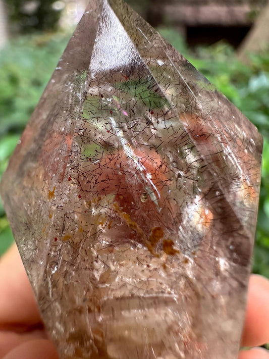 Clear Enhydro Super 7 Amethyst Quartz Double Terminated Skeletal Isis Crystal Point/Specimen/Super energy Healing Crystals/Reiki-156 g