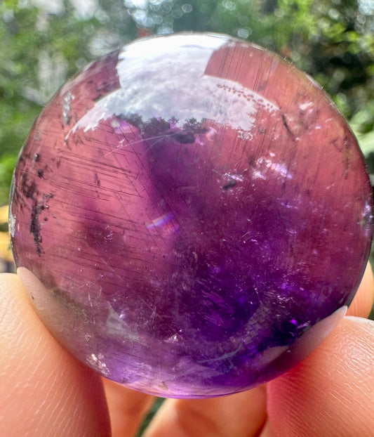 Rare Clear Super 7 Amethyst Quartz Crystal Sphere Pyramid Included/Needle Rutile Amethyst Specimen/Super energy Healing Crystal/Reiki-30 mm