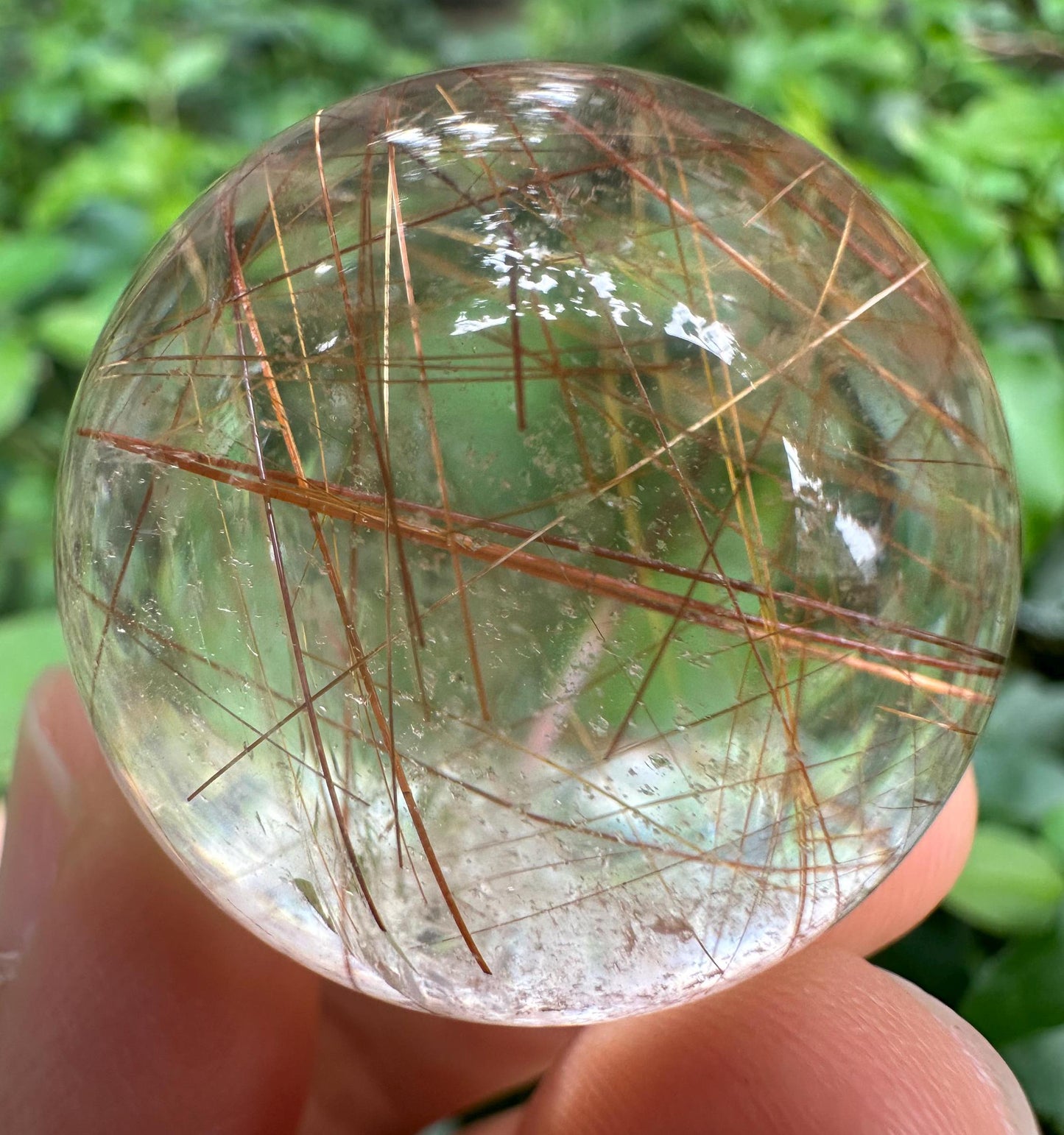 Clear Golden Rutile Quartz Crystal Sphere/Clear Golden Needle Include in Natural Clear Crystal Ball/Inclusion Quartz Crystal Orb-31 mm