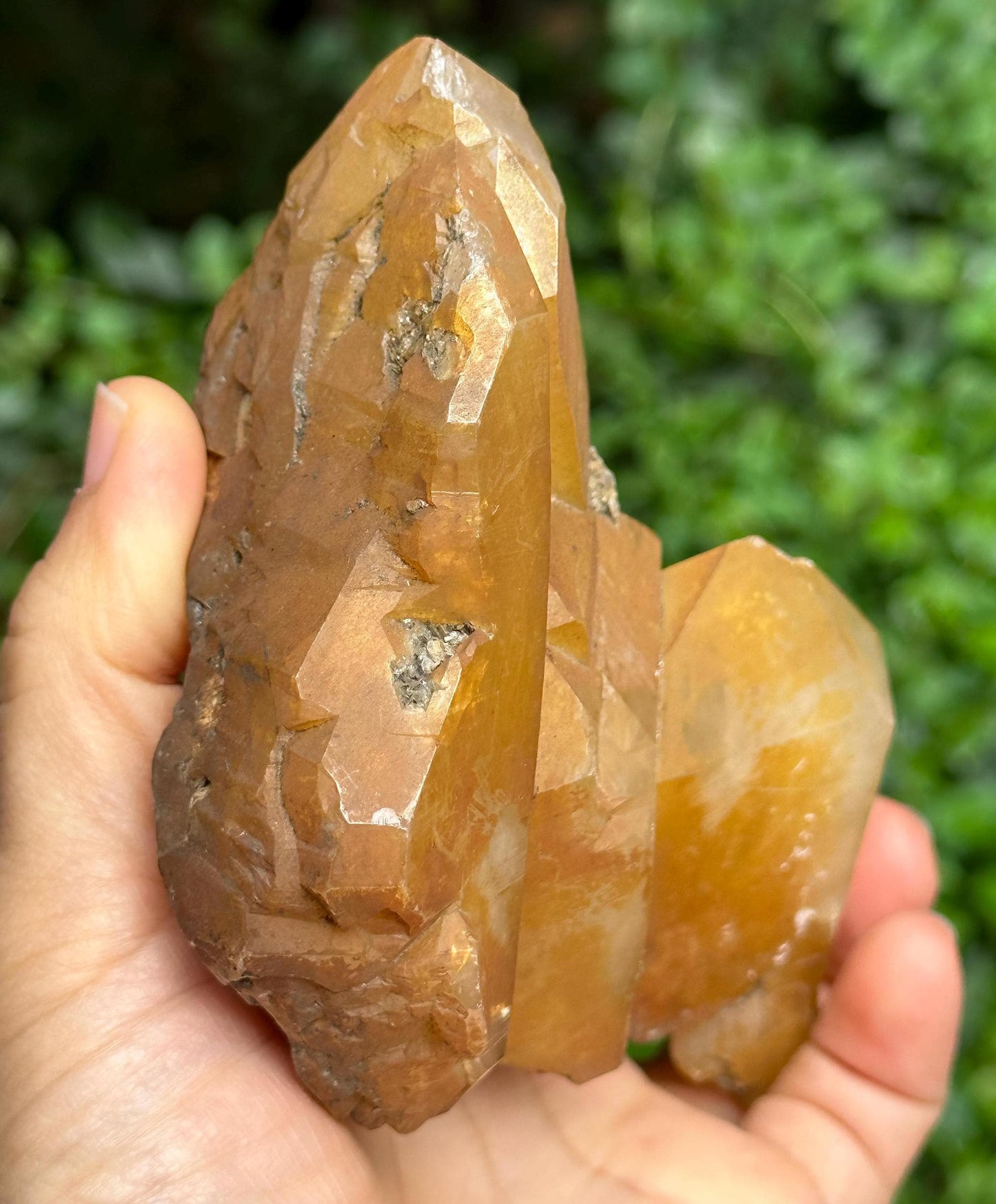 Golden Himalayan Quartz Double Terminated Aura Crystal/Tibet Energy Crystal/Reiki/Healing/Meditation/Collection/Specimen-380 g