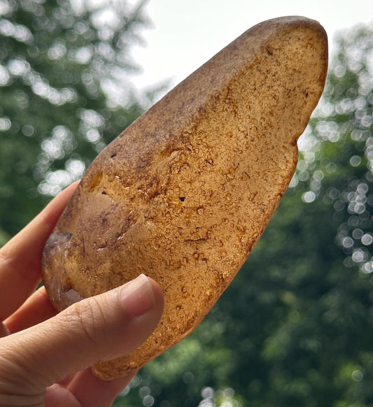 Natural Golden Surface River Tumbled Quartz Knife Crystal Point/Energy Crystal/Tangerine Quartz/Yellow Stone/Special gift-442 g