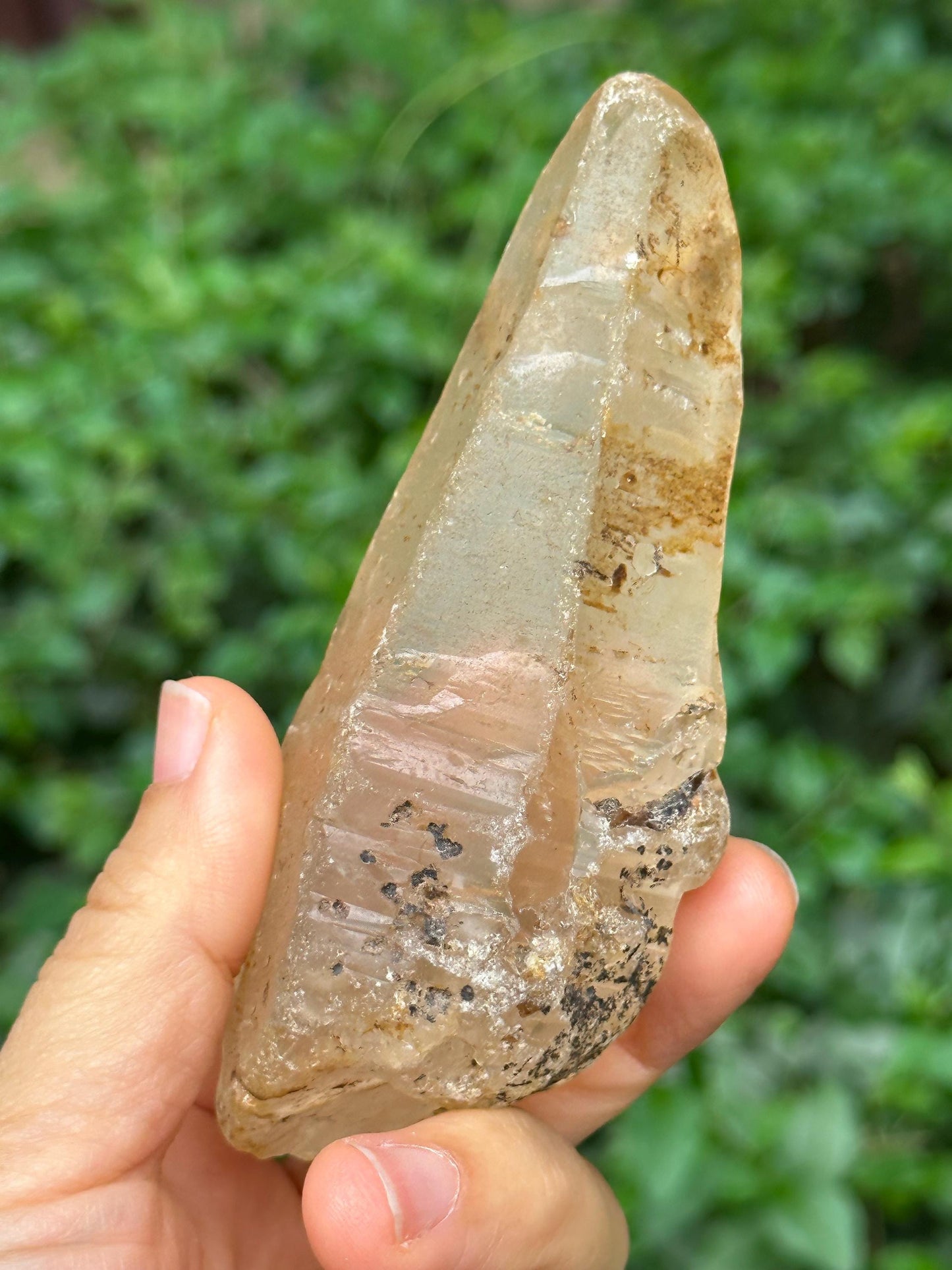 Natural Golden Surface River Tumbled Quartz Laser Crystal Point/Energy Crystal/Tangerine Quartz/Yellow Stone/Special gift-189 g