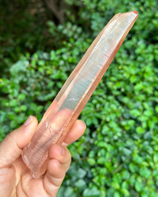 Natural Long Laser Hematite Lemurian Quartz Crystal/Red Double Terminated Hematite Quartz/Tangerine Crystal/Meditation Wand-149 g