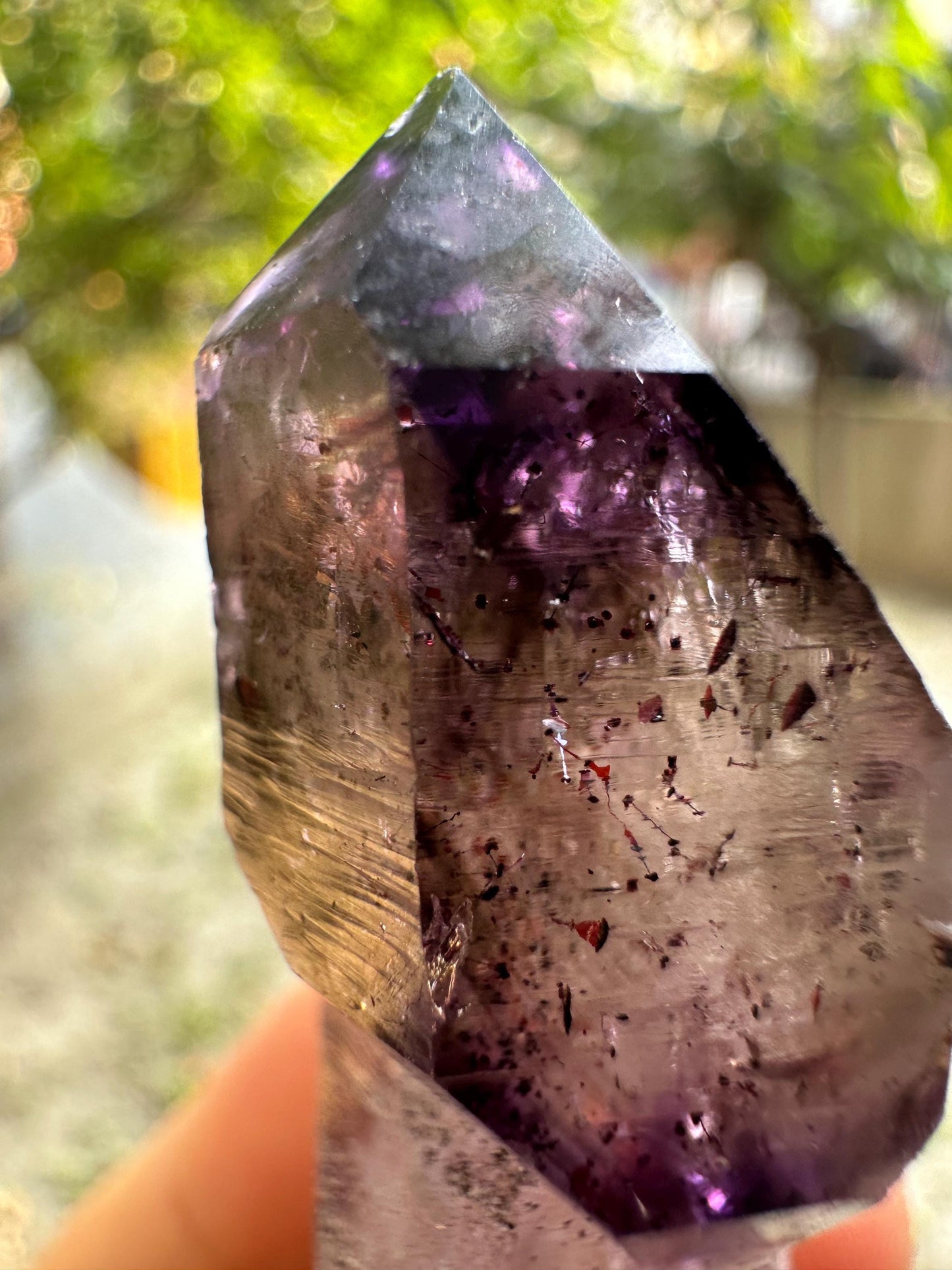 Clear Enhydro Super 7 Amethyst Quartz Scepter Crystal Point with Moving Bubble Included/Specimen/Super energy Healing Crystal/Reiki-43 g