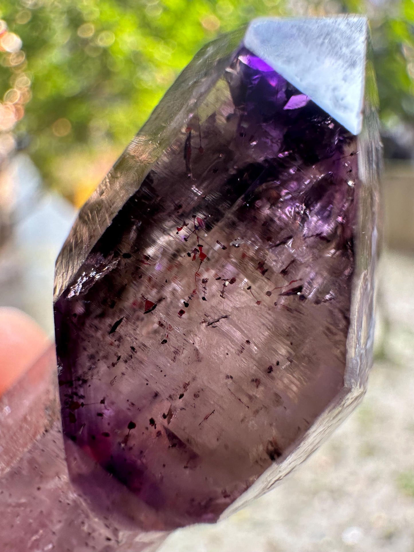 Clear Enhydro Super 7 Amethyst Quartz Scepter Crystal Point with Moving Bubble Included/Specimen/Super energy Healing Crystal/Reiki-43 g