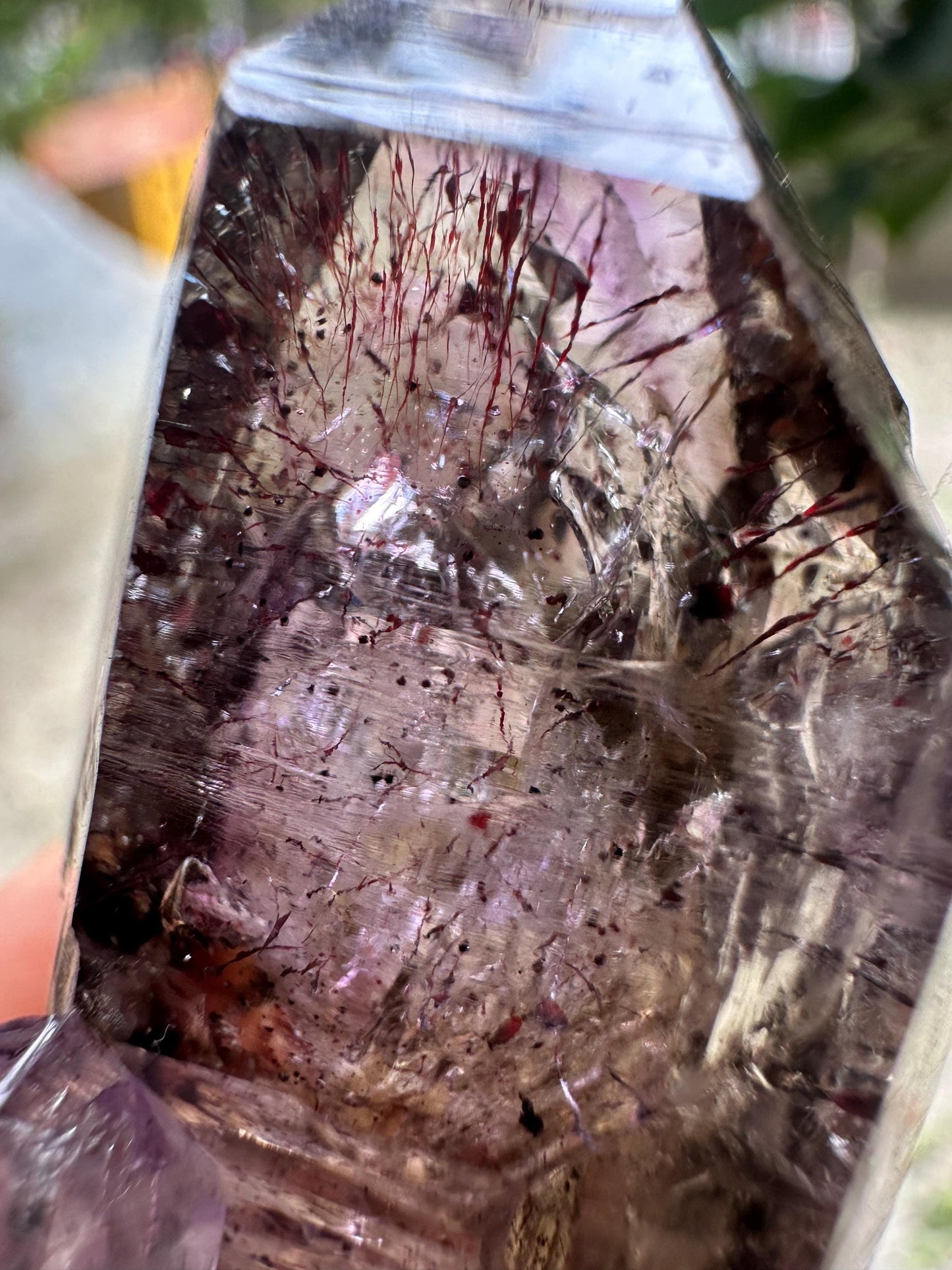 Rare Clear Super 7 Amethyst Quartz Scepter Crystal Point Pyramid Included/Specimen/Super energy Healing Crystal/Reiki- 67g