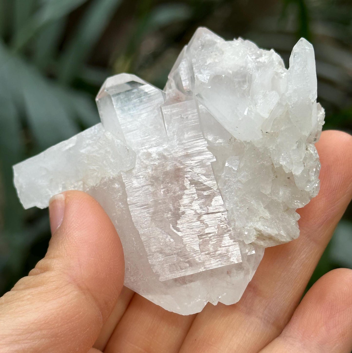 Shining Himalayan Faden Quartz Crystal from Pakistan/Double Terminated Crystal Cluster/Crystal Healing/Meditation/Worry Stone-82 g