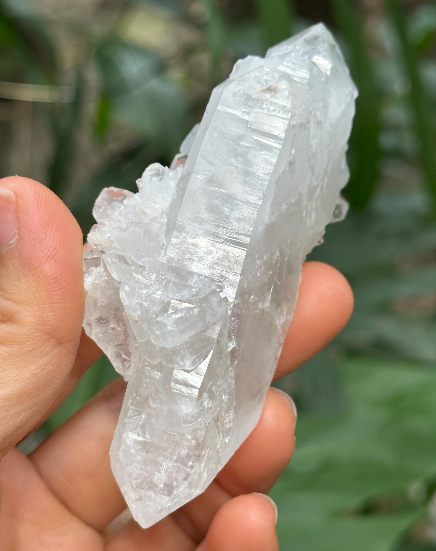 Double Terminated Himalayan Faden Quartz Crystal from Pakistan/Crystal Cluster/Crystal Healing/Meditation/Worry Stone-93 g