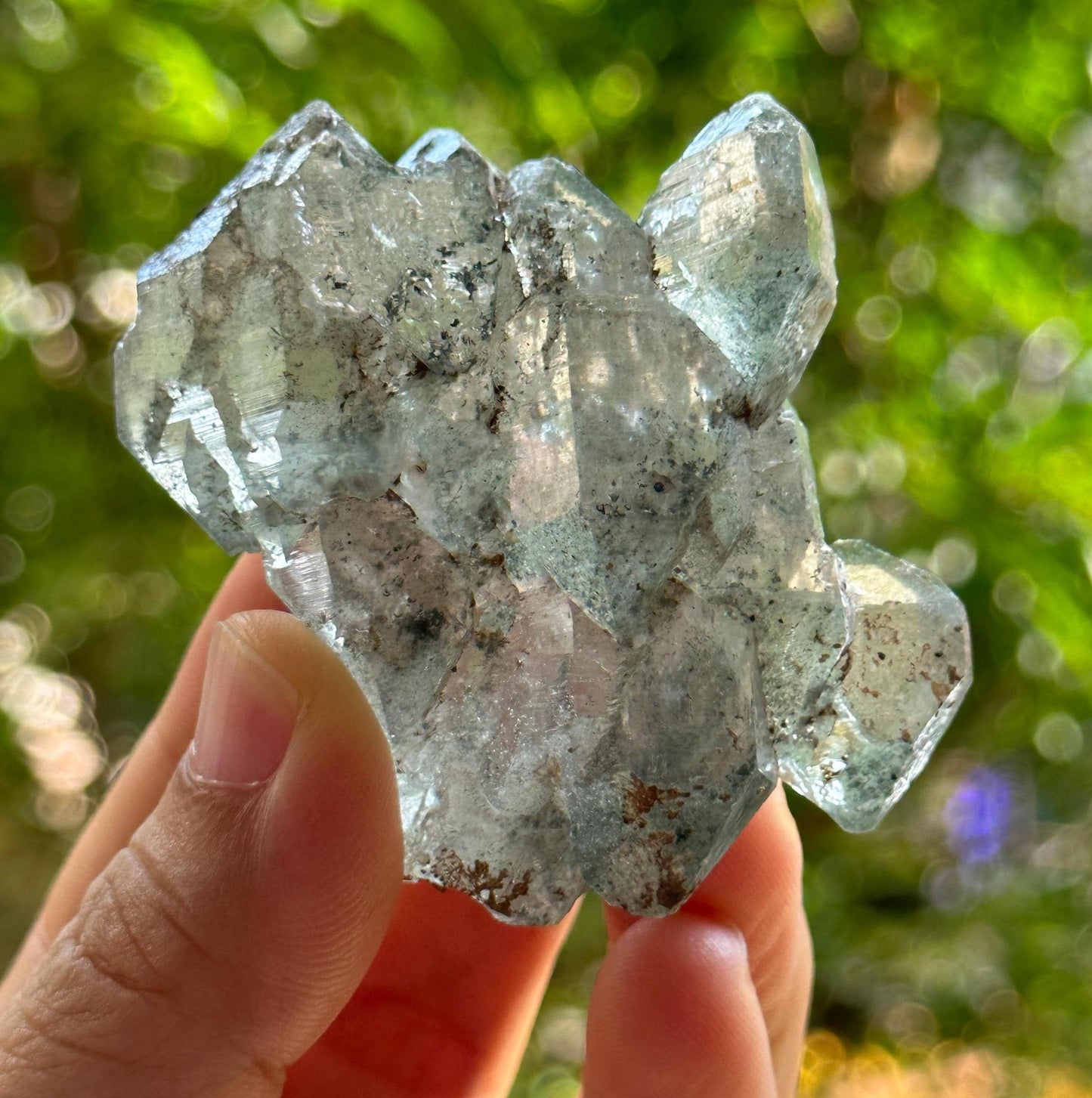 Elestial Green Phantom Chlorite Included in Quartz Crystal Cluster/Inclusion Quartz/Double Terminated Crystal/Scenic Crystal Collection-71 g