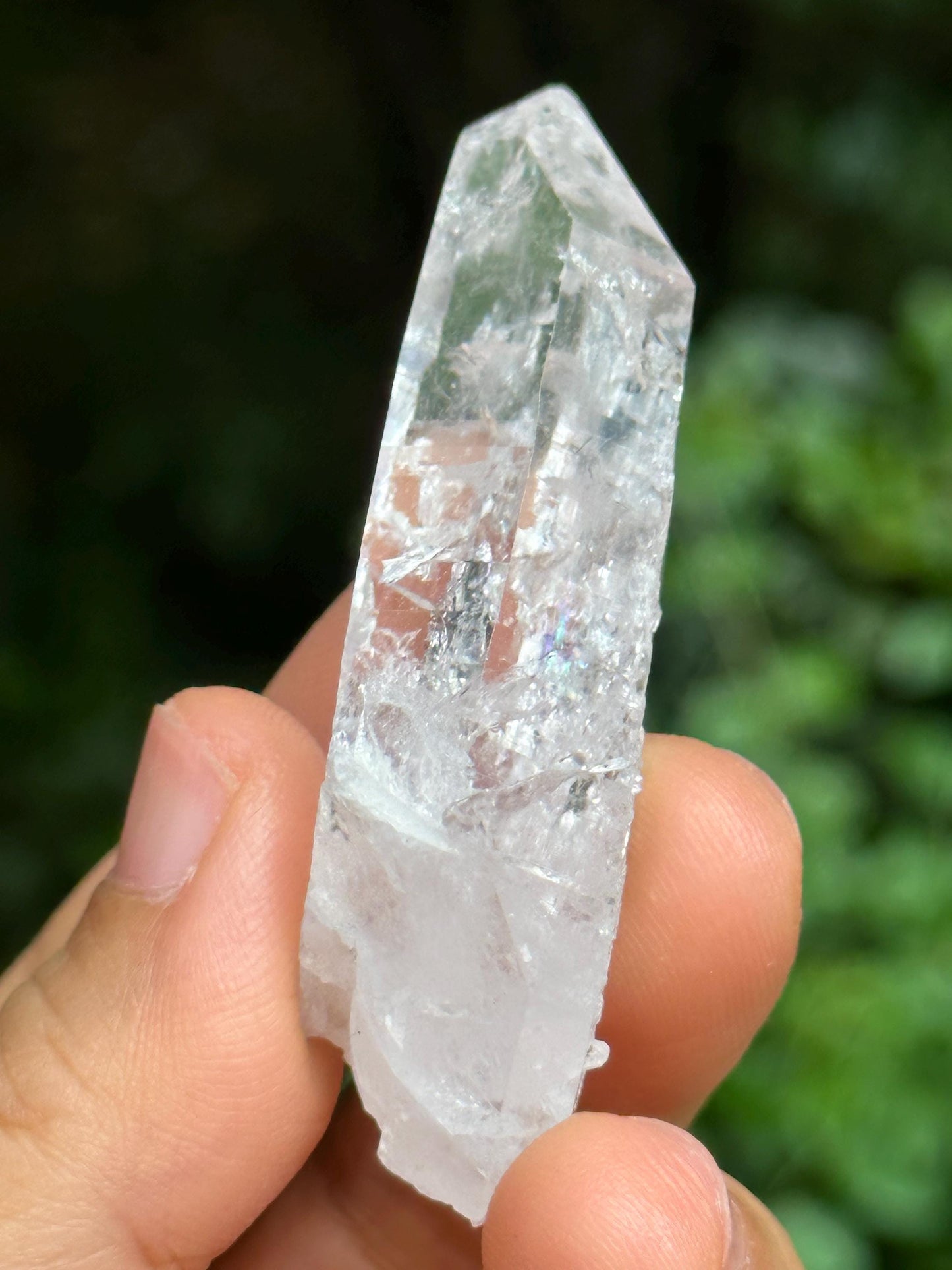 Double Terminated Colombian Shining Glass-skin Clear Lemurian Seeds Quartz Crystal,Akashic Striation/Energy /Reiki/Healing Crystal-25 g