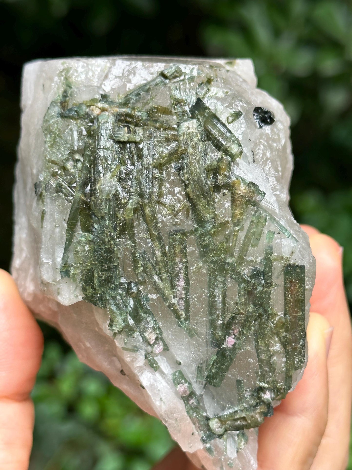 Rare Raw Green+Watermelon Tourmaline Grow With Smoky Quartz Crystal Stone/Rough Green Tourmaline Specimen/Collection/Meditation/Healing-528g