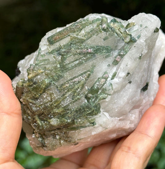 Rare Raw Green+Watermelon Tourmaline Grow With Smoky Quartz Crystal Stone/Rough Green Tourmaline Specimen/Collection/Meditation/Healing-528g