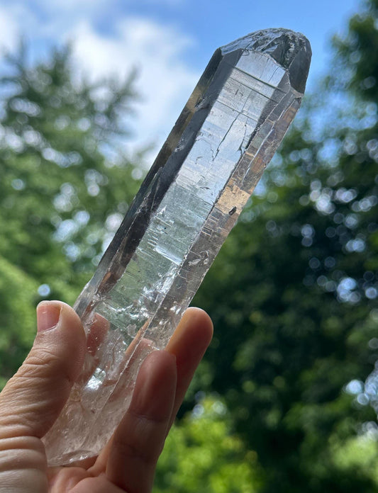 Special Offer! Natural Double Terminated Clear Smoky Macro-mosaic Quartz Crystal Point /Energy/Reiki/Healing/Meditation/Collection -305 g