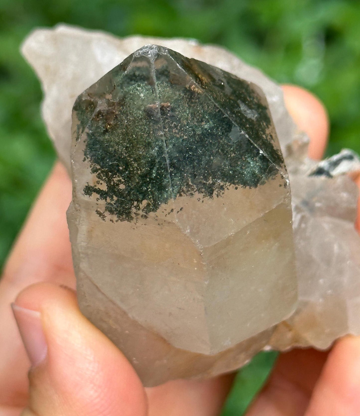 Raw Green Phantom Pyramid Included Quartz Crystal Point/Chlorite Quartz Inclusion/Energy Crystal/Crystal Collection/Meditation/Healing-149 g