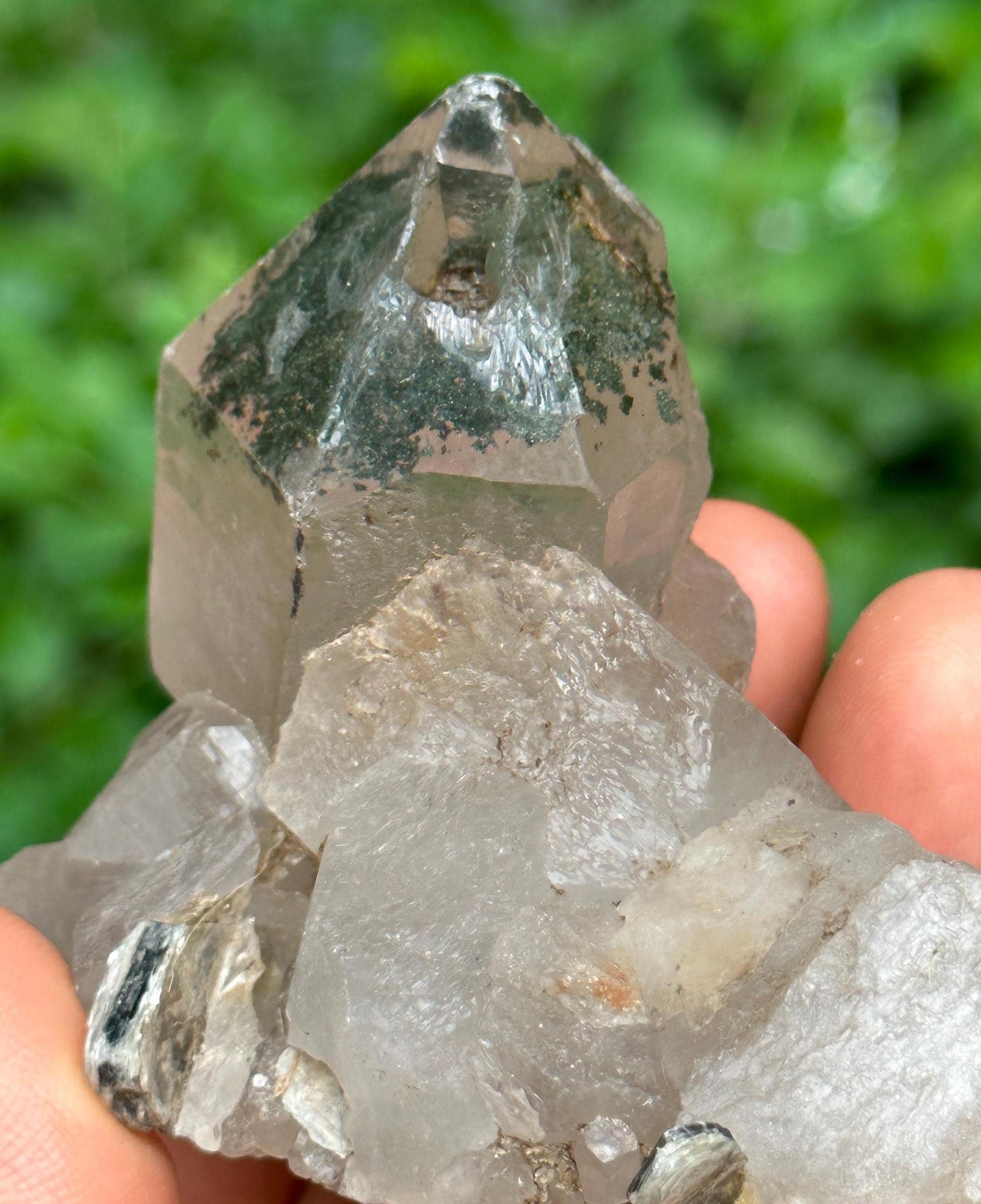 Raw Green Phantom Pyramid Included Quartz Crystal Point/Chlorite Quartz Inclusion/Energy Crystal/Crystal Collection/Meditation/Healing-149 g