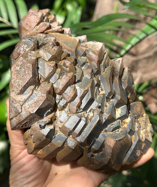 Rare Old-mined Natural Hematite Covered Quartz Crystal Cluster Stone Decor/Elestial Crystal Cluster/Mineral Specimen Collection/Red-1293 g