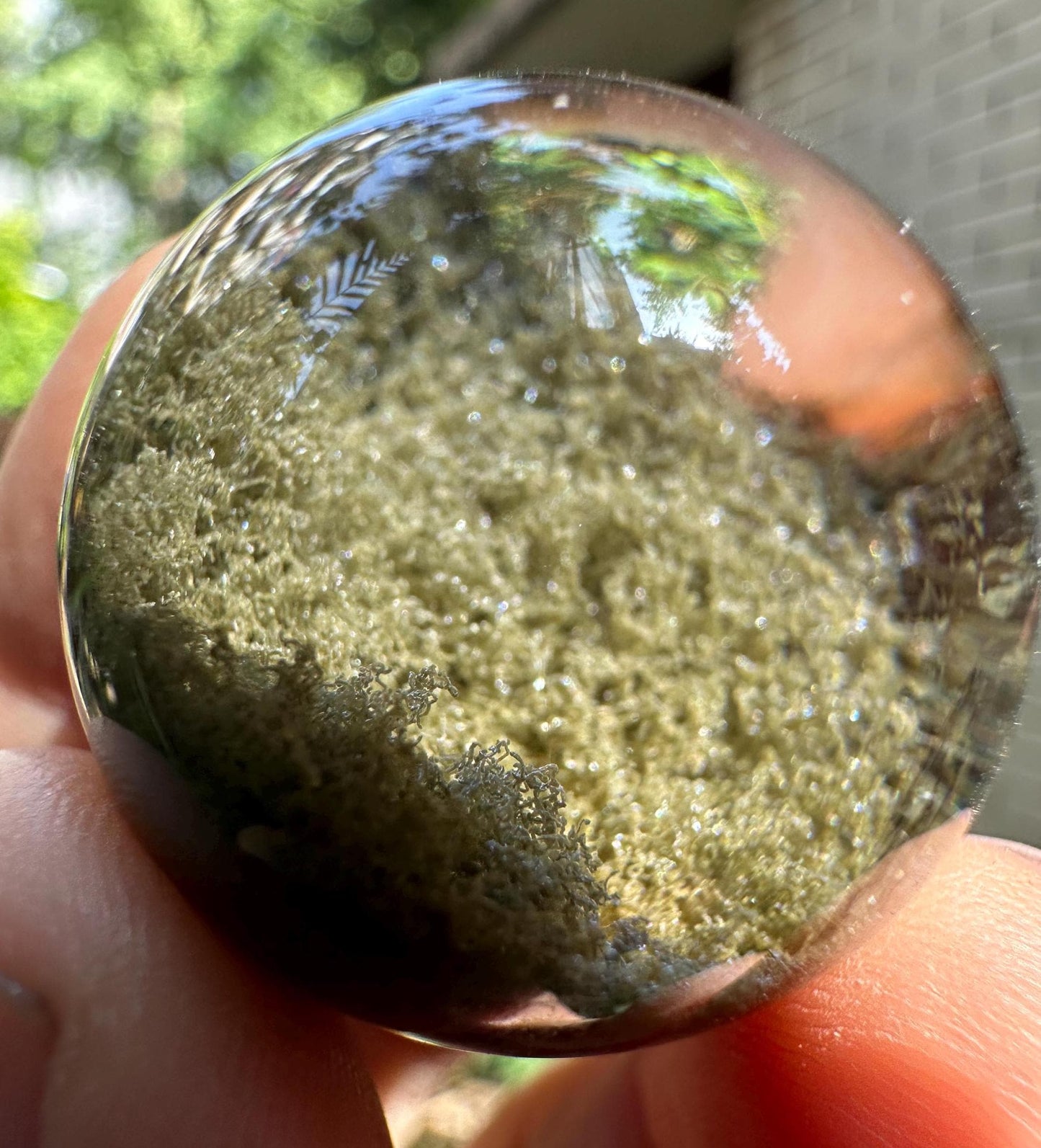 Clear Green Phantom Quartz Crystal Sphere/Chlorite Inclusion Quartz Ball/Scenic Crystal/Garden Quartz Sphere/Mud Included-28 mm