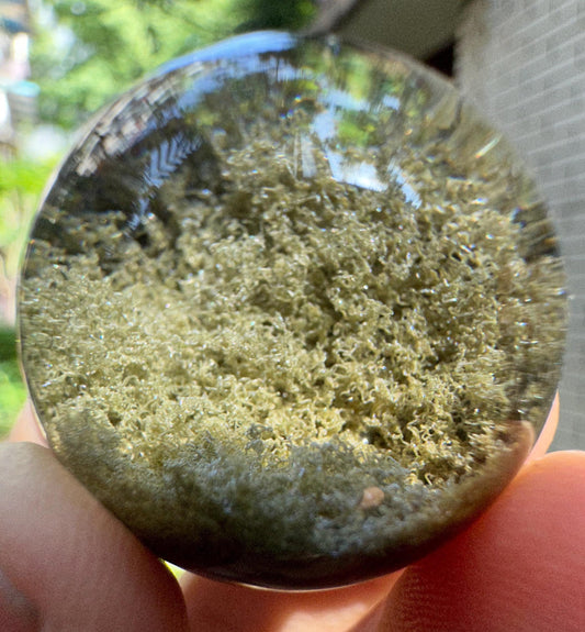 Clear Green Phantom Quartz Crystal Sphere/Chlorite Inclusion Quartz Ball/Scenic Crystal/Garden Quartz Sphere/Mud Included-28 mm