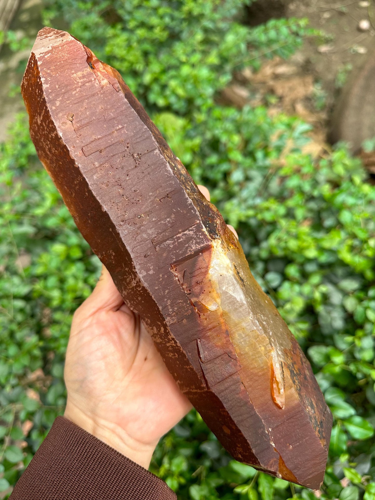 Rare Natural Double Terminated Red Surface Quartz Crystal Point/Golden Hematite Quartz/Tangerine Crystal/Special Gift/Mediation-1736 g