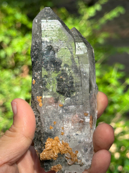 Raw Shining Twins Green Phantom Quartz Crystal/Chlorite Quartz Inclusion/Tibet Energy Crystal/Crystal Collection/Meditation/Healing-201 g