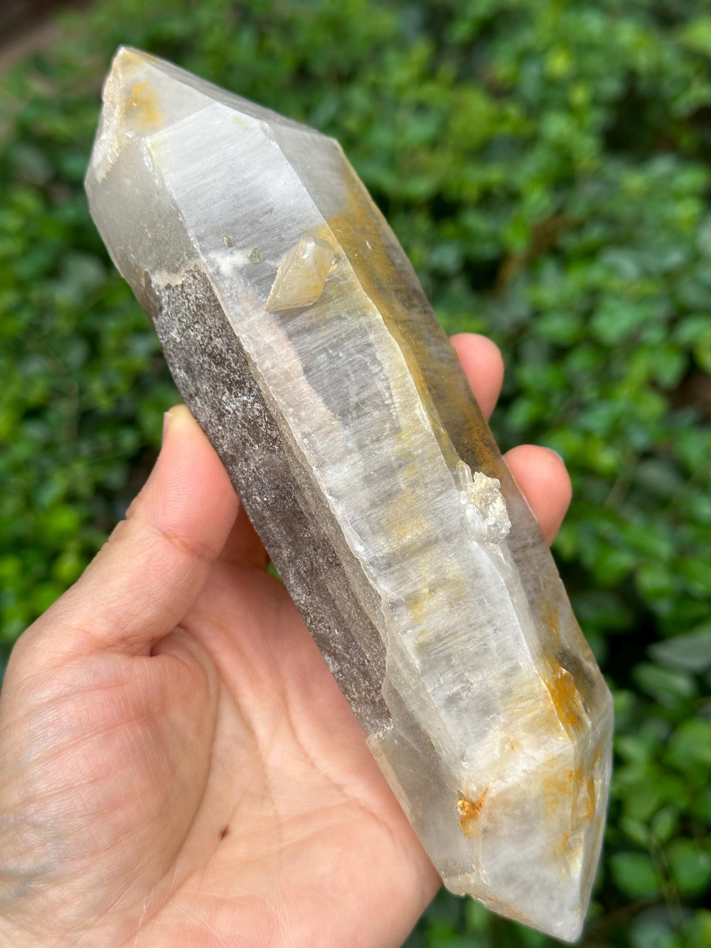 Golden Himalayan Double Terminated Quartz Aura Crystal/Tibet Energy Crystal/Display/Meditation/Collection/Specimen-595 g