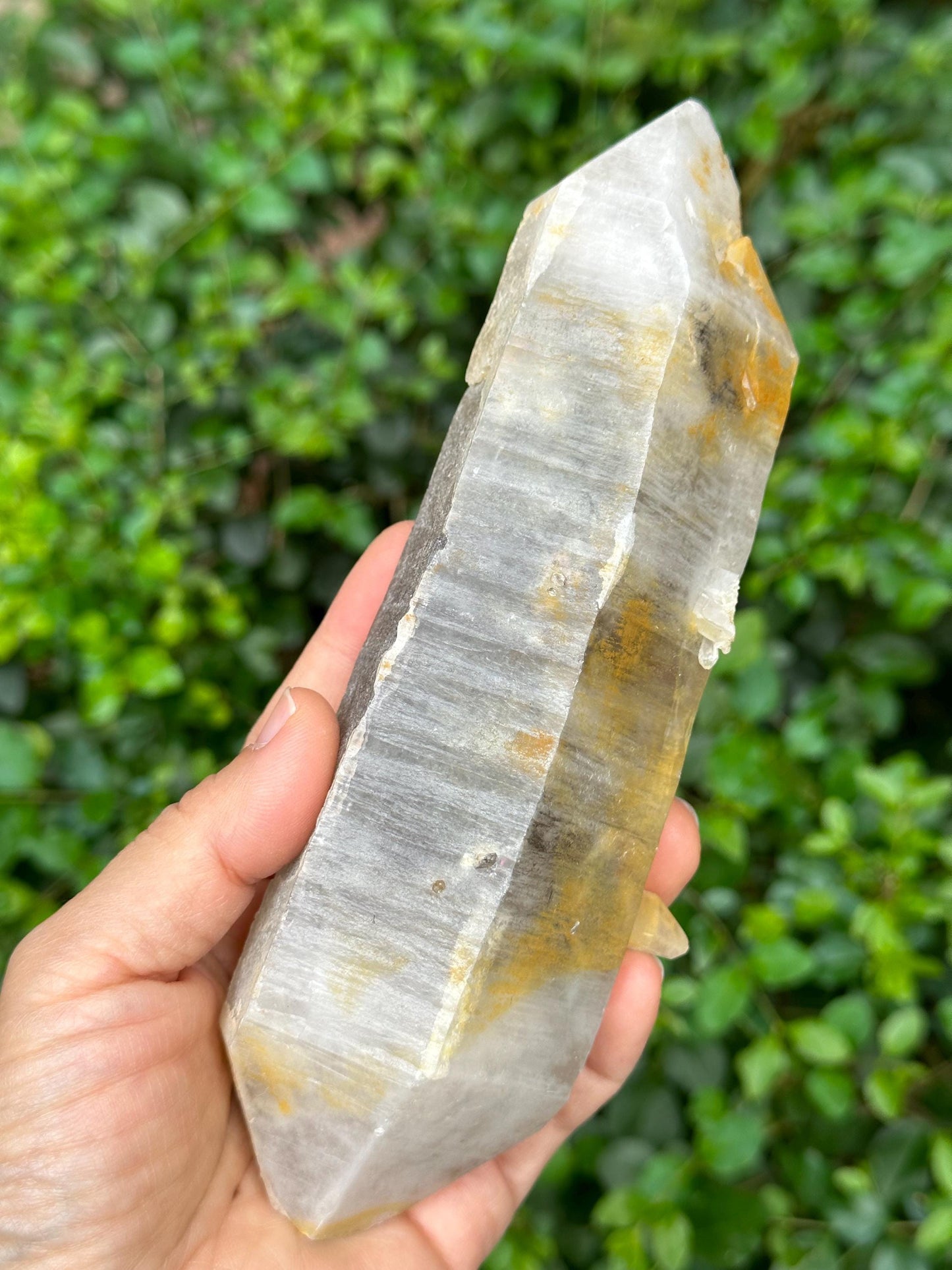 Golden Himalayan Double Terminated Quartz Aura Crystal/Tibet Energy Crystal/Display/Meditation/Collection/Specimen-595 g