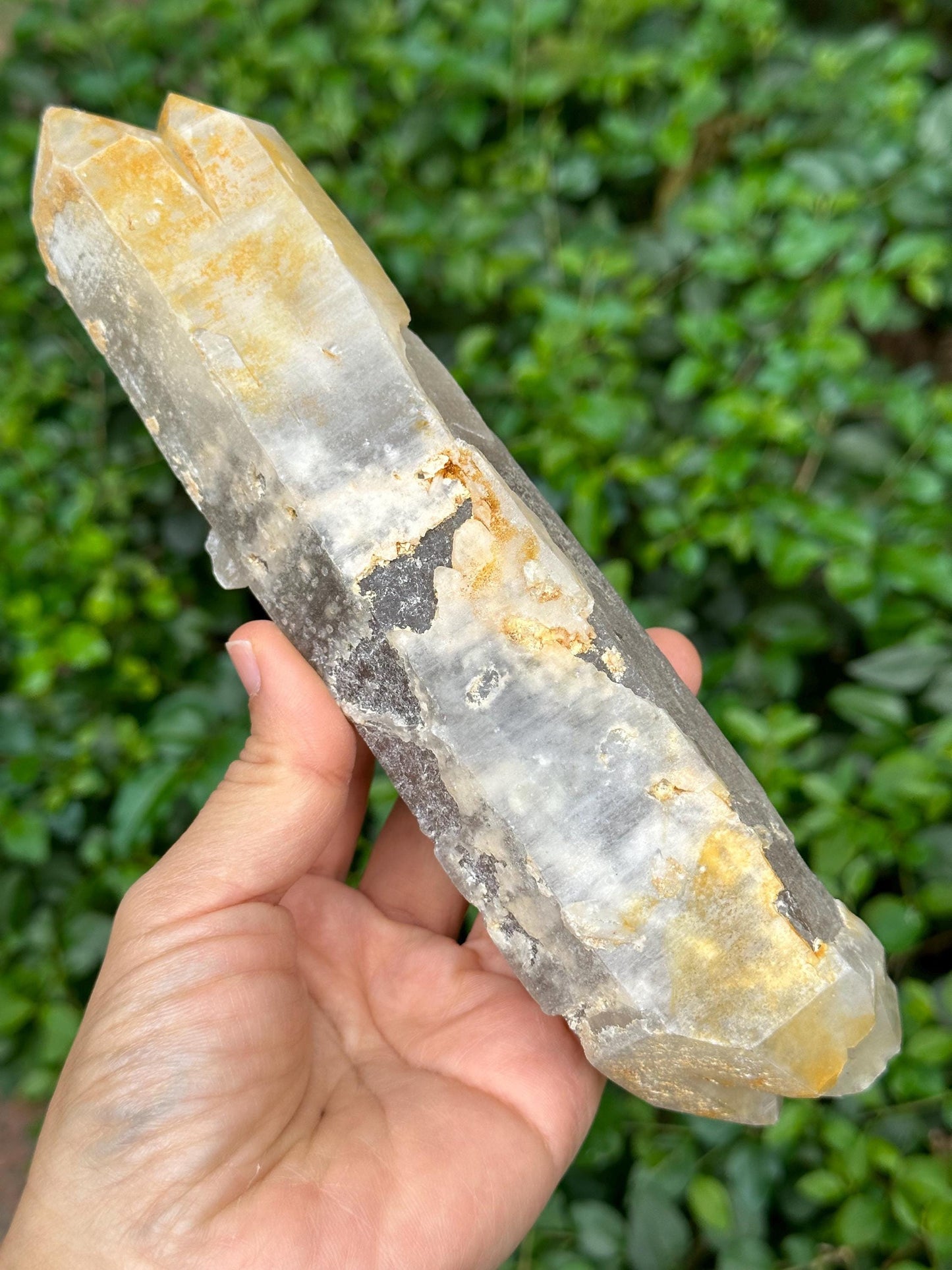 Double Terminated Golden Himalayan Quartz Aura Crystal/Tibet Energy Crystal/Display/Meditation/Collection/Specimen-608 g