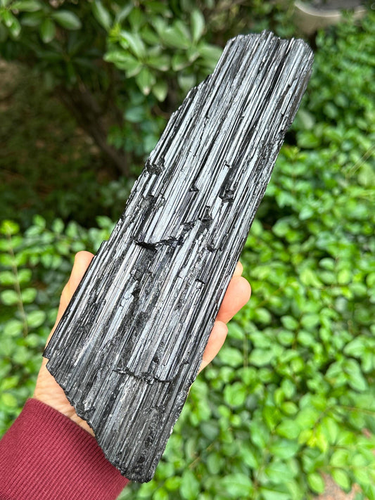 9.4" EXTRA LONG Raw Black Tourmaline Crystal/Shining Tourmaline Specimen/Rough Tourmaline Specimen/Collection/Meditation/Healing-1588 g