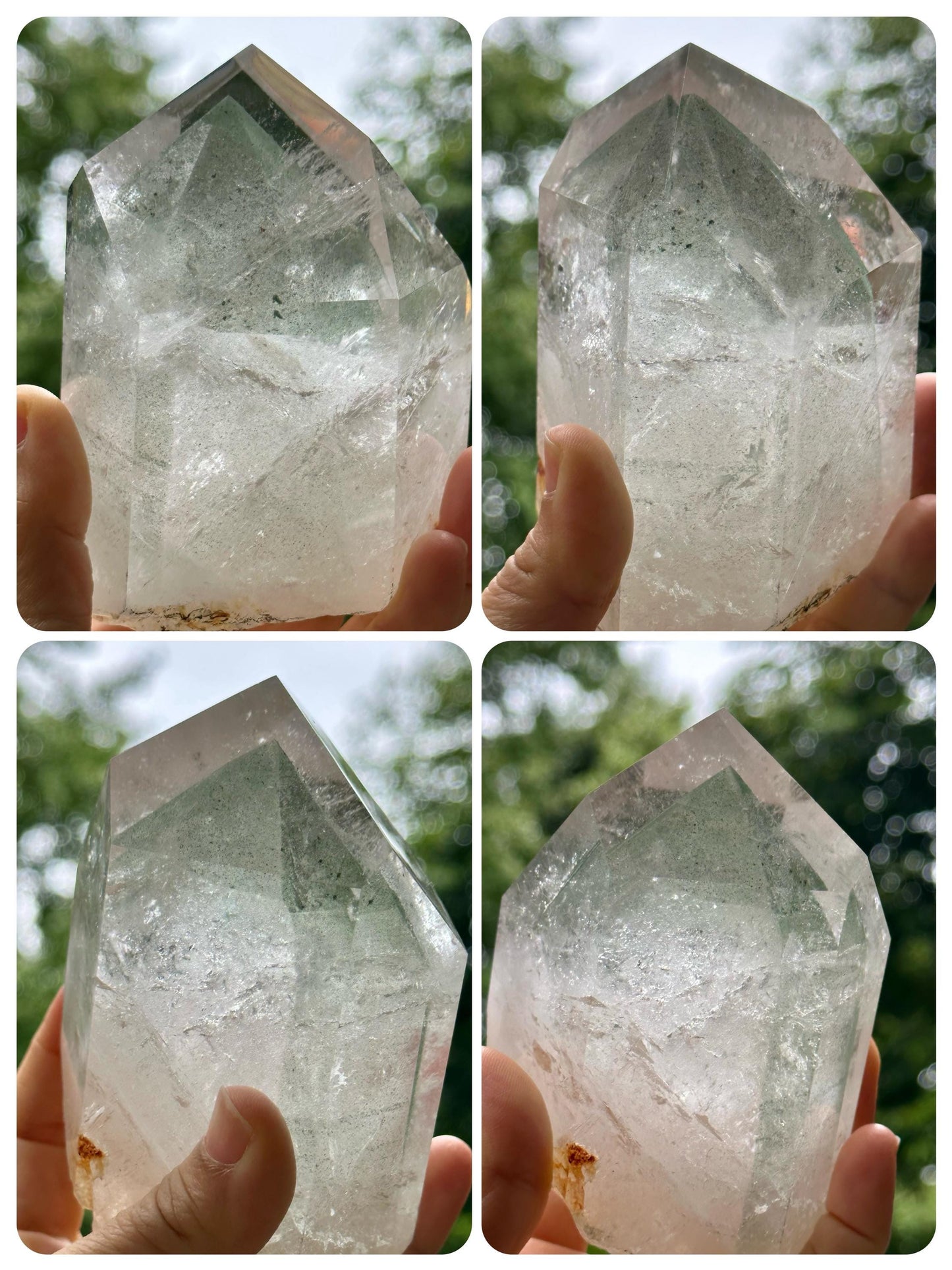 Rare Clear Green Phantom Pyramid Included in Quartz Crystal Point-Polished/Chlorite Inclusion Quartz/Garden Scenic Crystal Collection-611 g