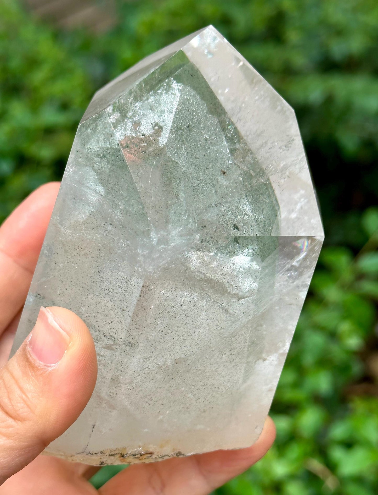 Rare Clear Green Phantom Pyramid Included in Quartz Crystal Point-Polished/Chlorite Inclusion Quartz/Garden Scenic Crystal Collection-611 g