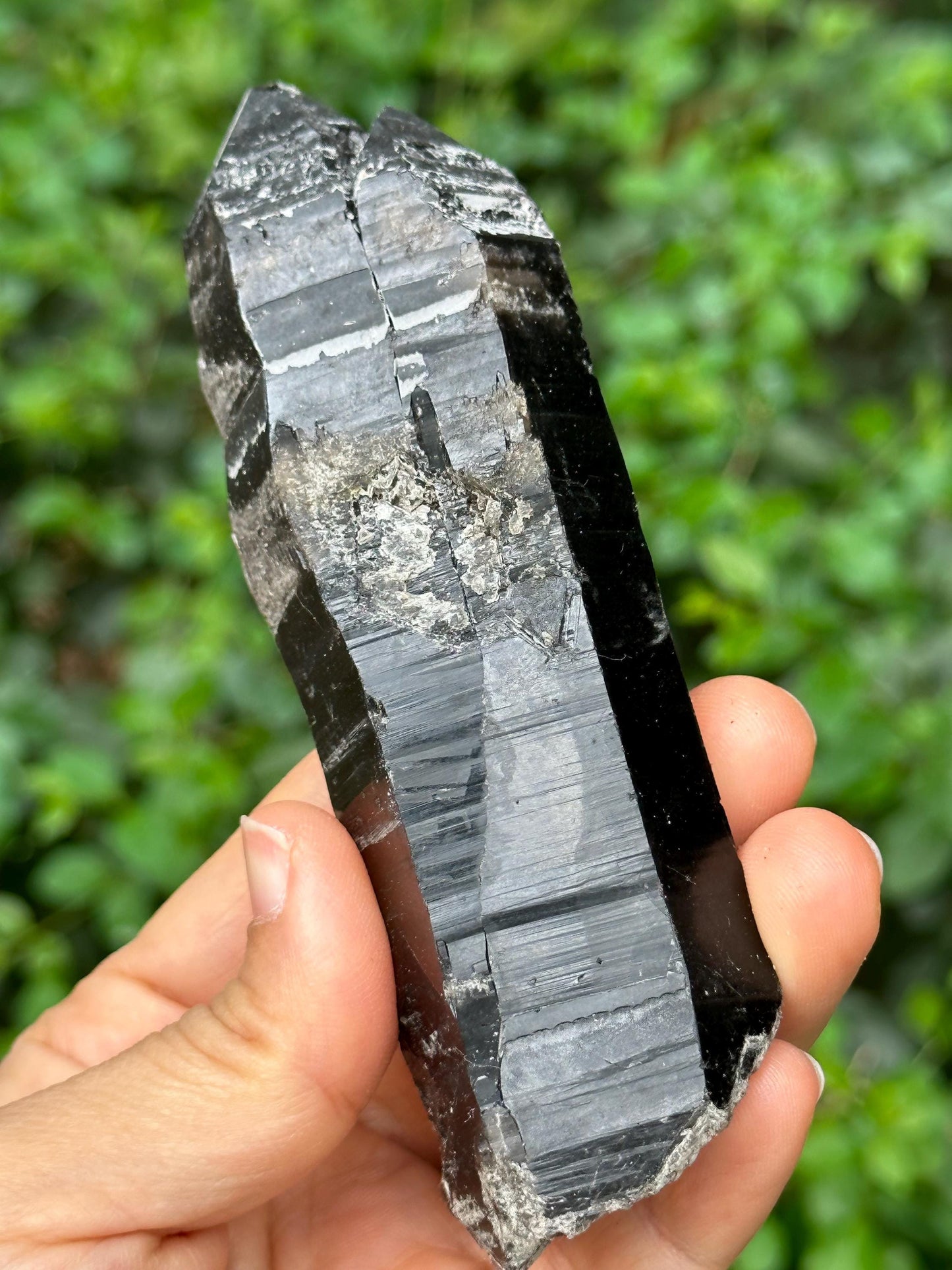 Soulmate Twins Black Morion Quartz  Crystal Point for Mediation,Zen,Reiki,Aura Crystal Wand,Generator Crystal-120*39*22 mm 167 g