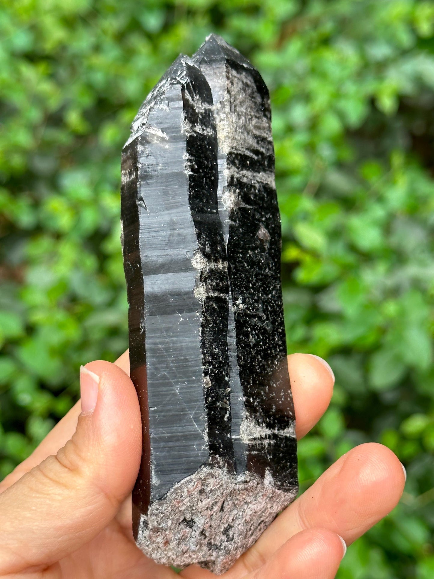 Soulmate Twins Black Morion Quartz  Crystal Point for Mediation,Zen,Reiki,Aura Crystal Wand,Generator Crystal-120*39*22 mm 167 g