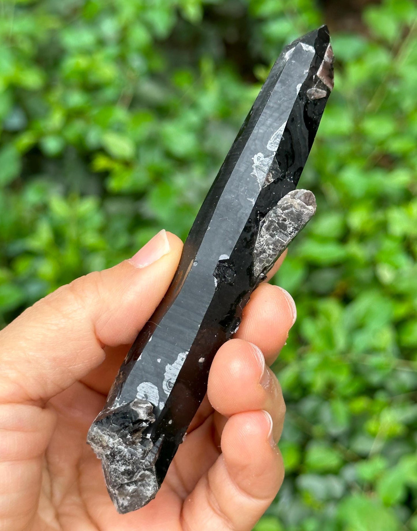 Double Terminated Black Morion Quartz  Crystal Point for Mediation,Zen,Reiki,Aura Crystal Wand,Generator Crystal-113*21*17 mm 62 g