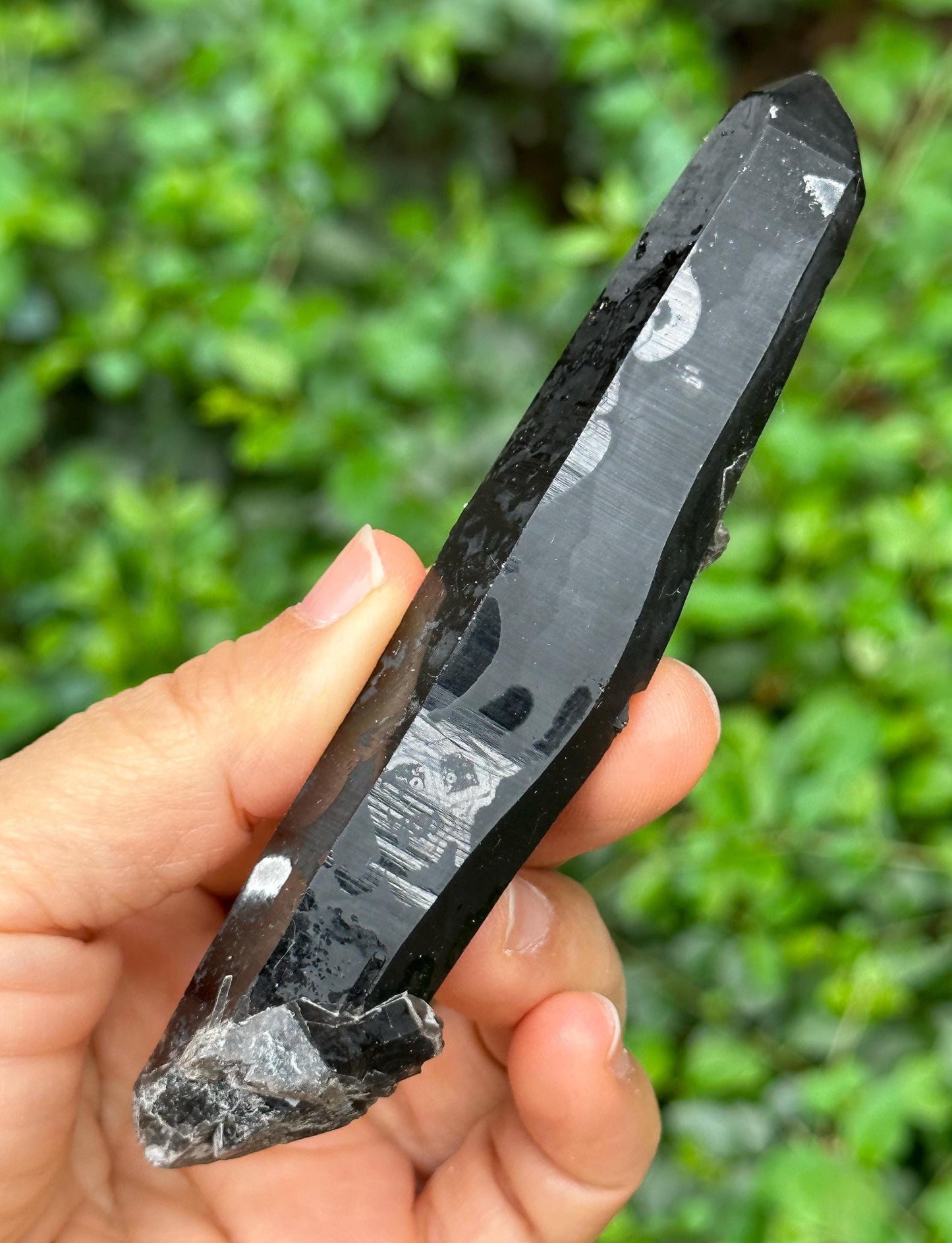 Double Terminated Black Morion Quartz  Crystal Point for Mediation,Zen,Reiki,Aura Crystal Wand,Generator Crystal-113*21*17 mm 62 g