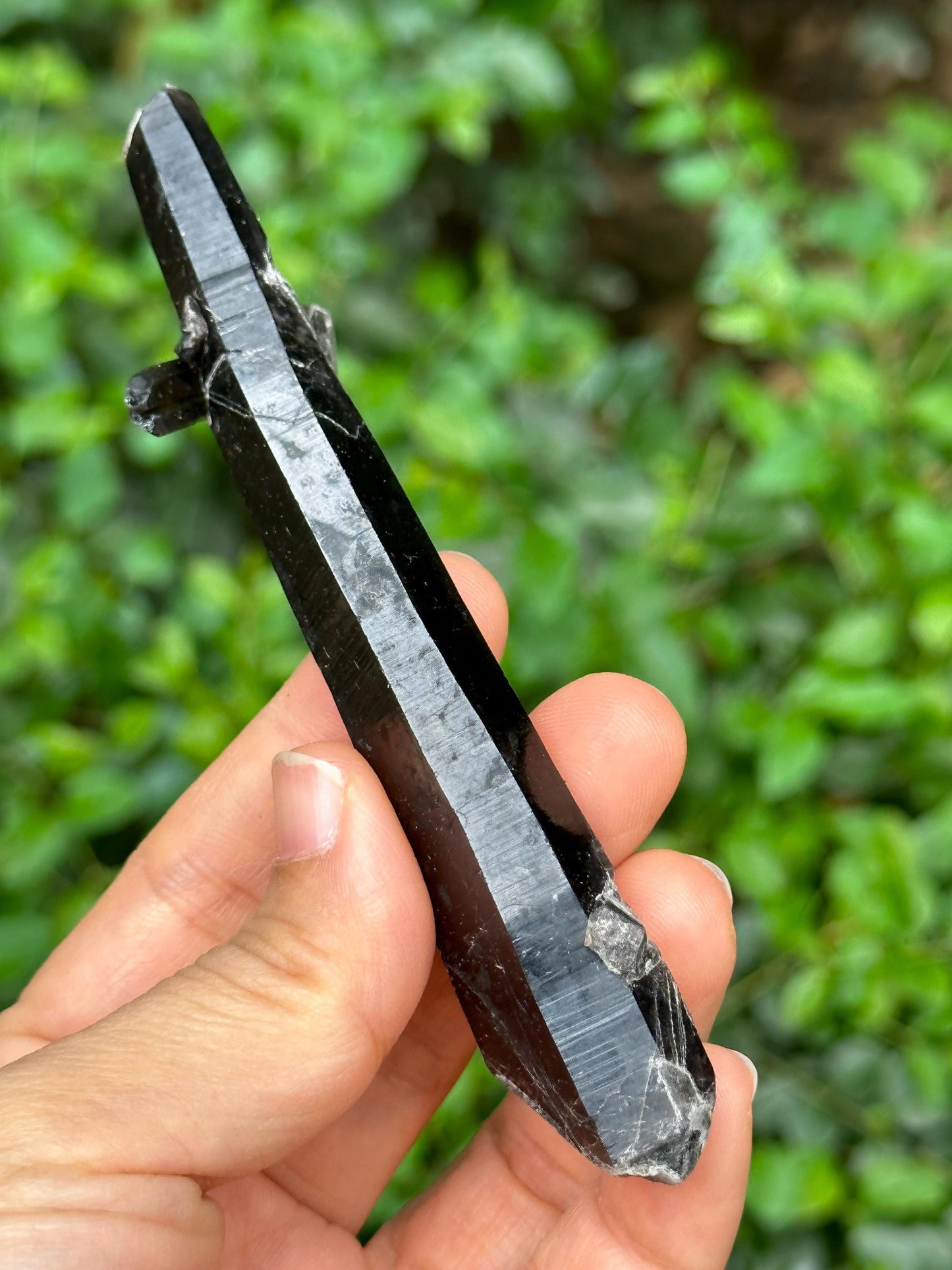 Double Terminated Black Morion Quartz  Crystal Point for Mediation,Zen,Reiki,Aura Crystal Wand,Bridge Generator Crystal-115*23*13 mm 43 g