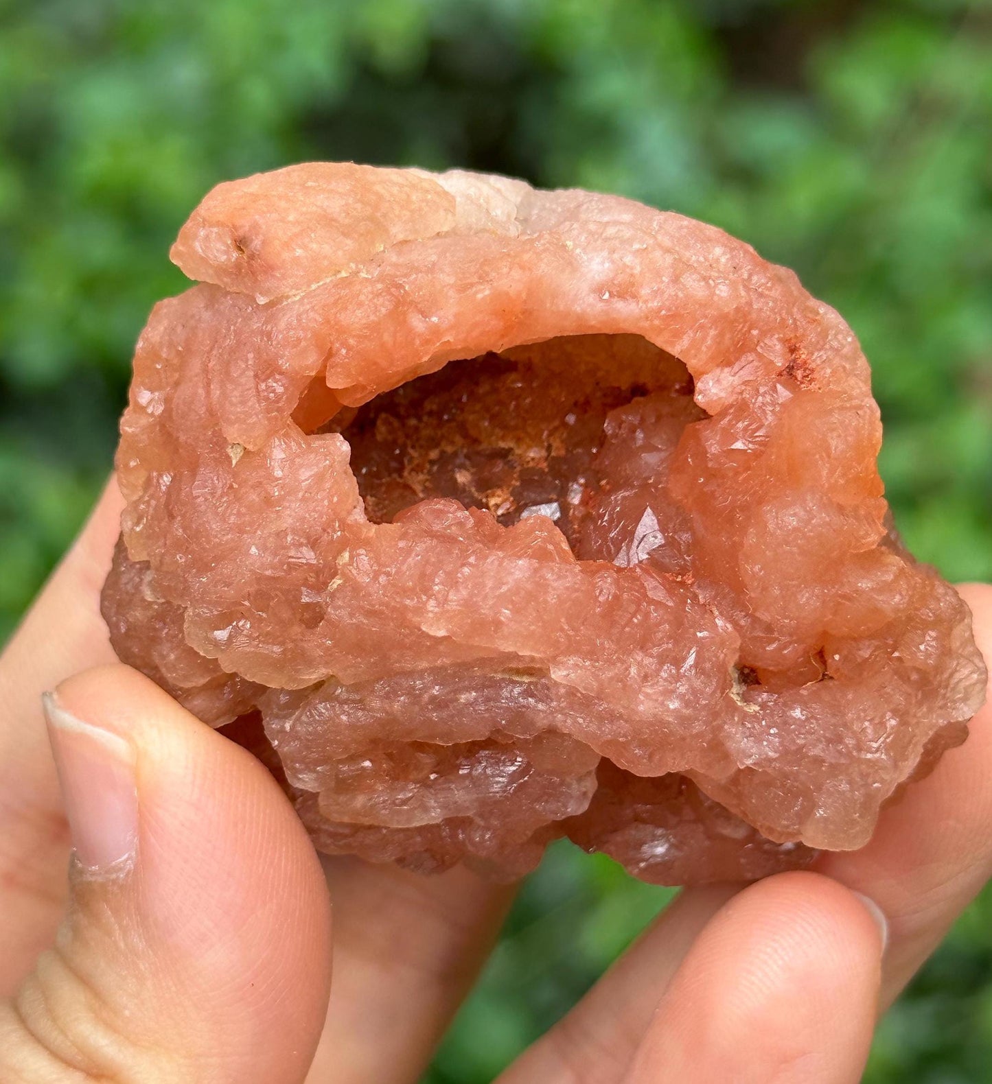 Rare Pink Quartz Crystal Geode/Tangerine Hematite Crystal Cluster/Energy Quartz/Meditation/Pink Stone-80 g