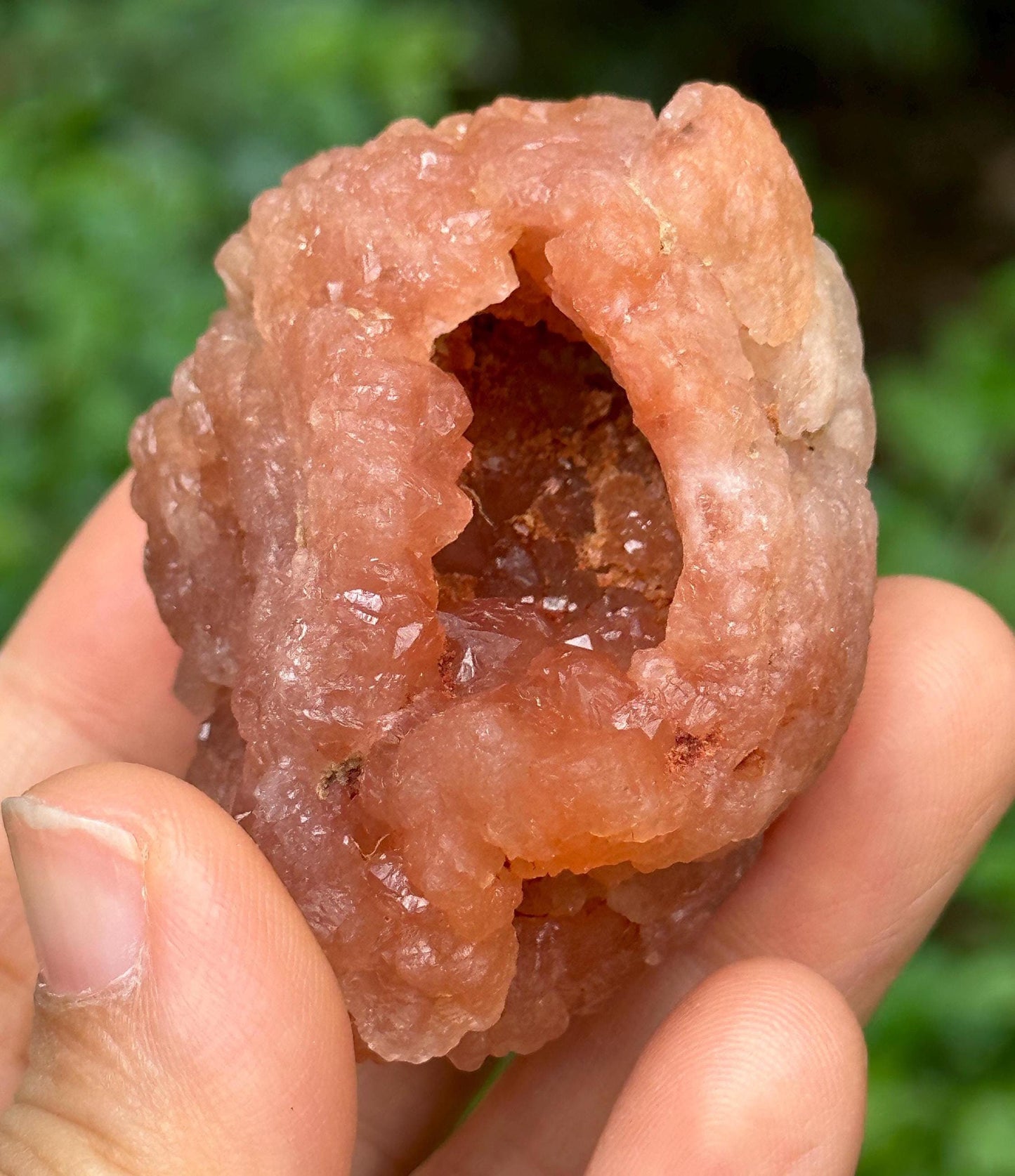 Rare Pink Quartz Crystal Geode/Tangerine Hematite Crystal Cluster/Energy Quartz/Meditation/Pink Stone-80 g