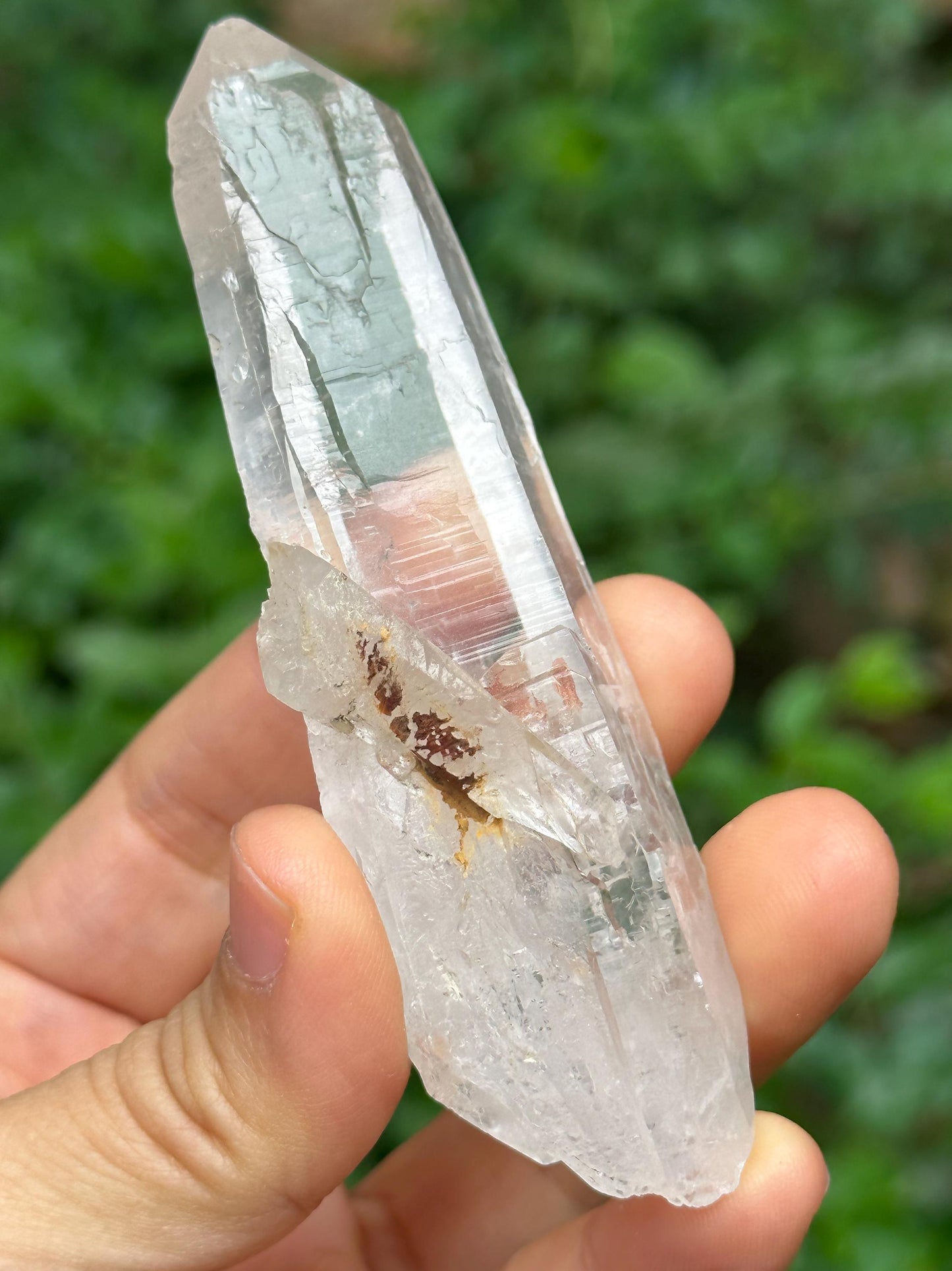 Natural Clear Double Terminated Mosaic Quartz Crystal Point/Energy Crystal/Healing Crystal/Meditation Crystal-81  g