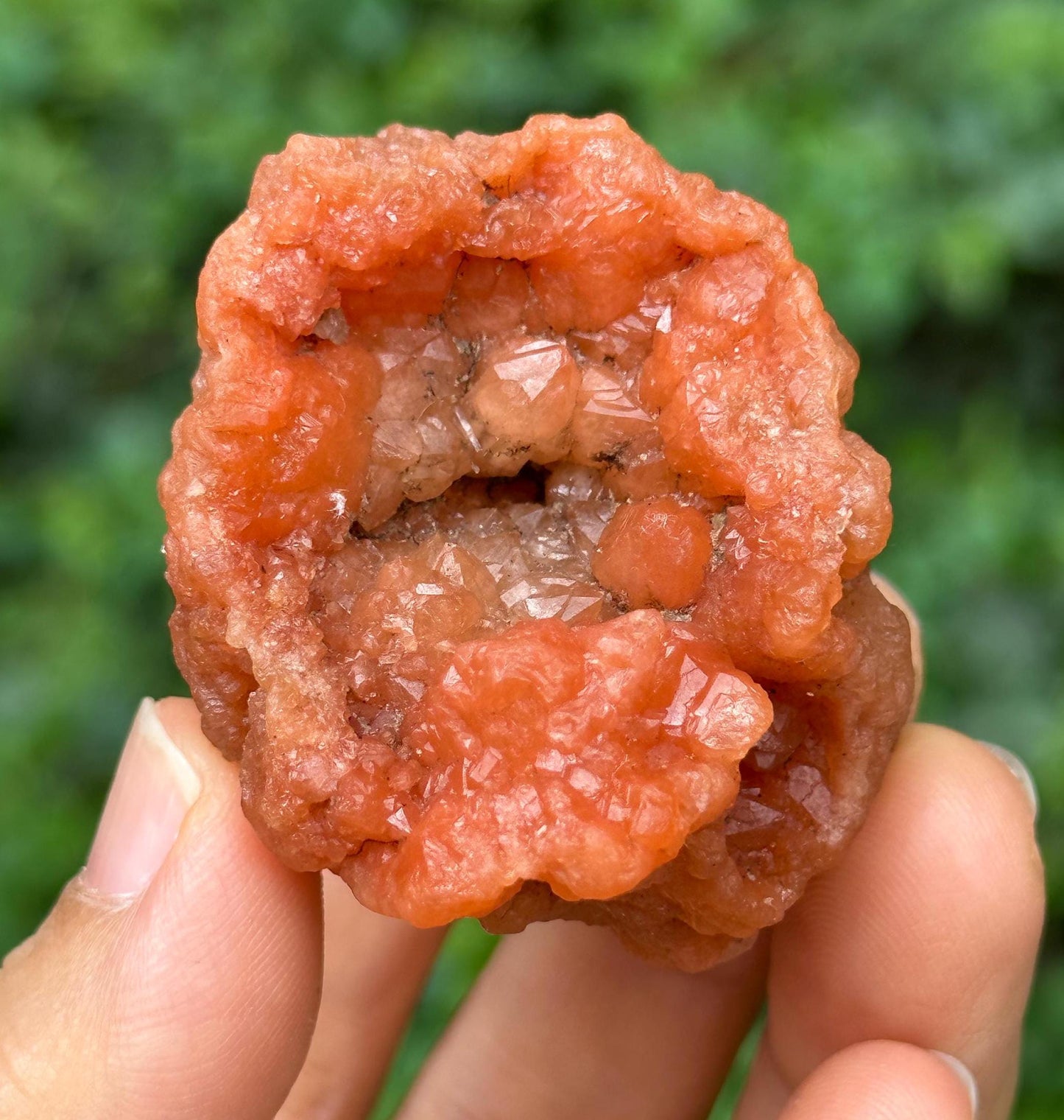 Rare Pink Quartz Crystal Geode/Tangerine Hematite Crystal Cluster/Energy Quartz/Meditation/Pink Stone-61 g