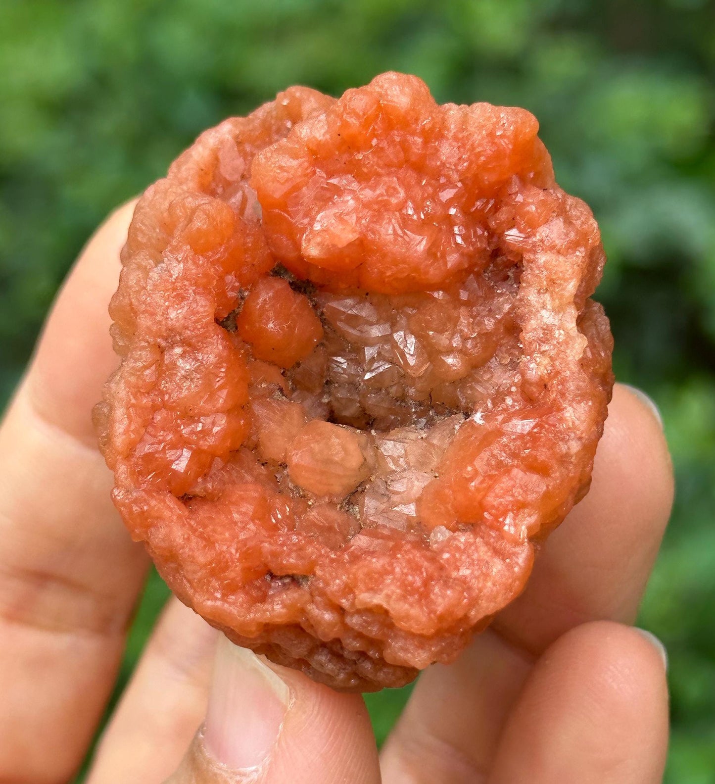 Rare Pink Quartz Crystal Geode/Tangerine Hematite Crystal Cluster/Energy Quartz/Meditation/Pink Stone-61 g