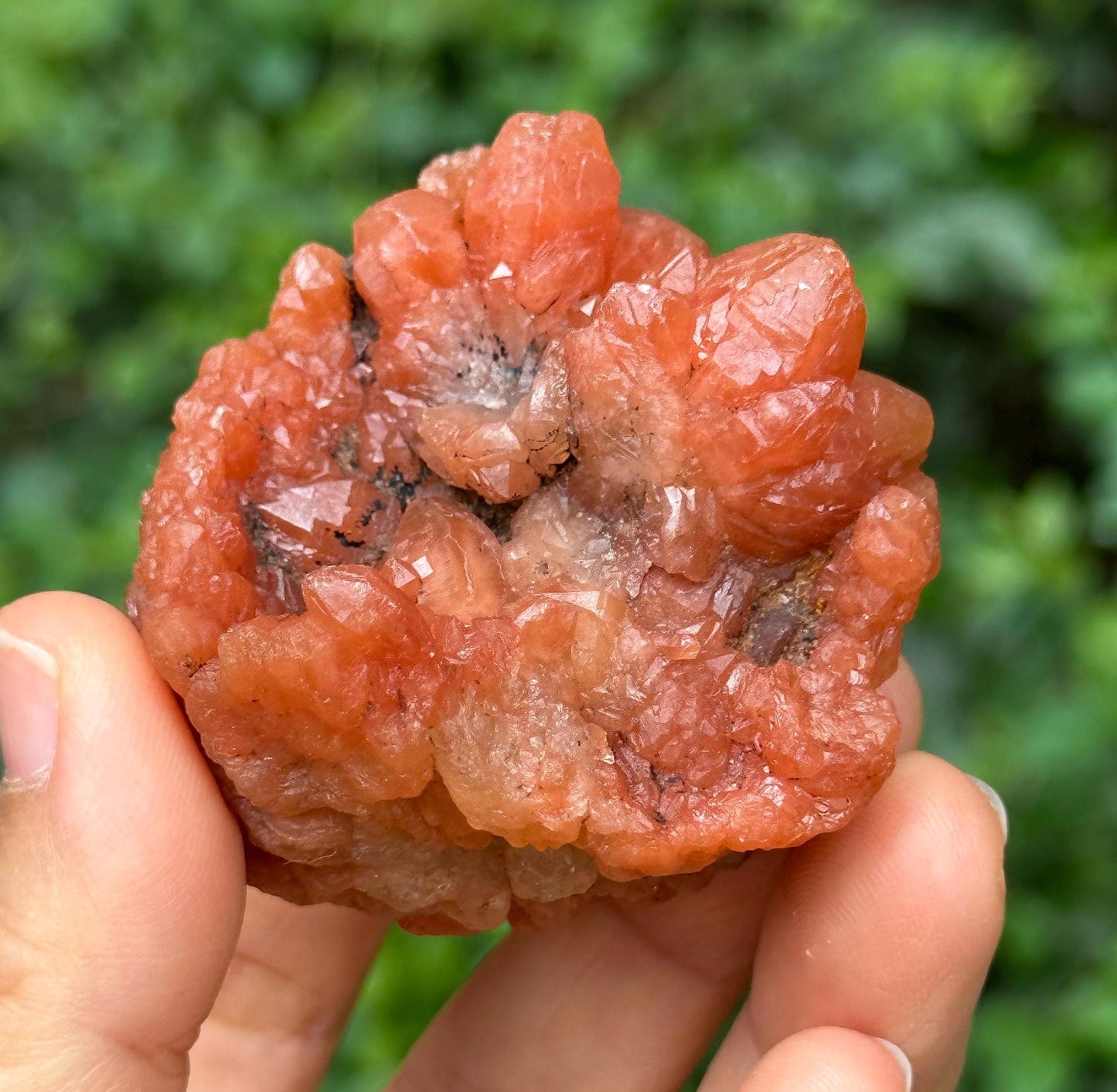 Rare Pink Quartz Crystal Geode/Tangerine Hematite Crystal Cluster/Energy Quartz/Meditation/Pink Stone-82 g