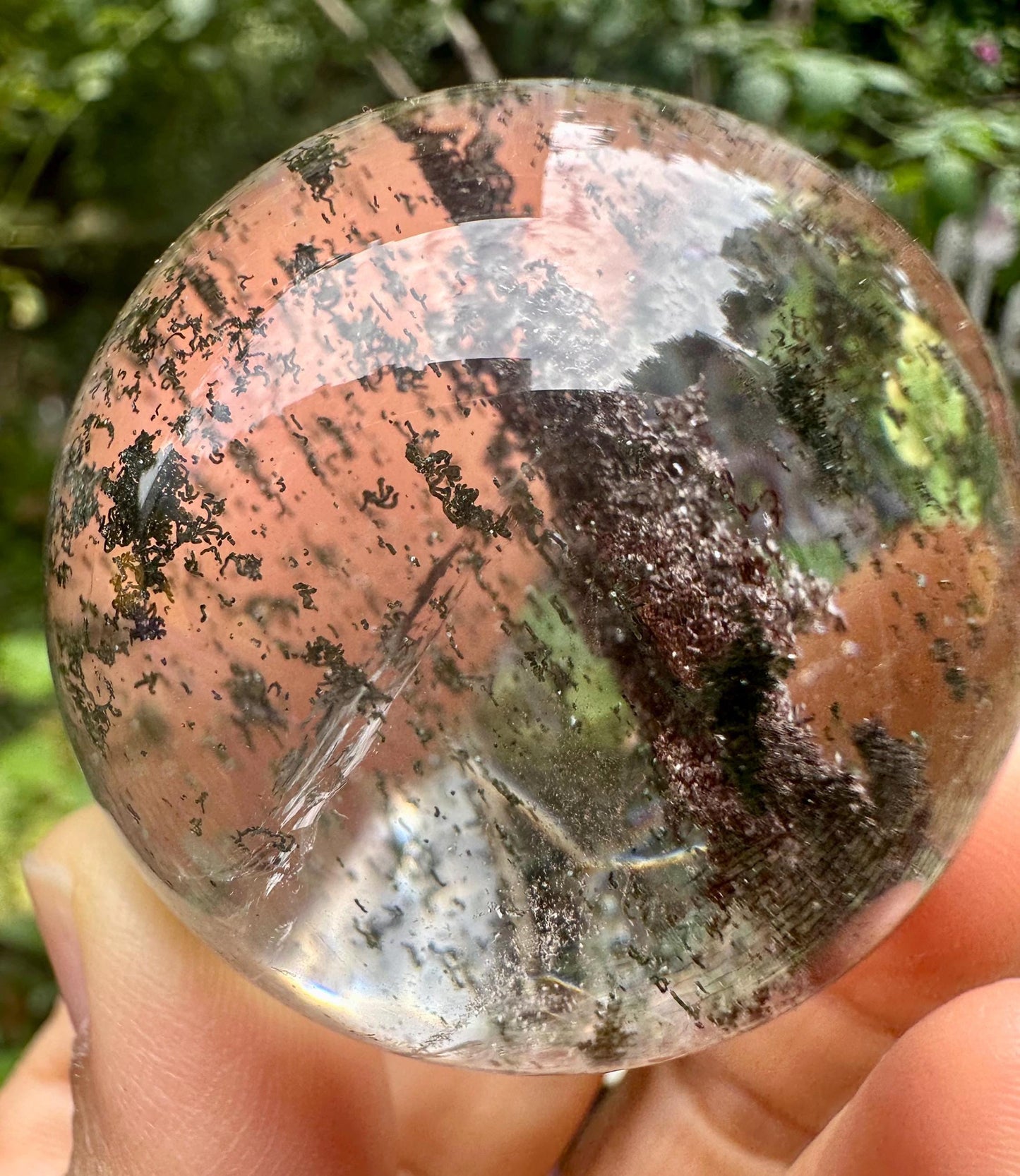 Rare Clear Purple&Green Phantom Quartz Crystal Sphere/Inclusion Quartz Ball/Chlorite Scenic Crystal/Garden Quartz Sphere/Mud Included-45 mm