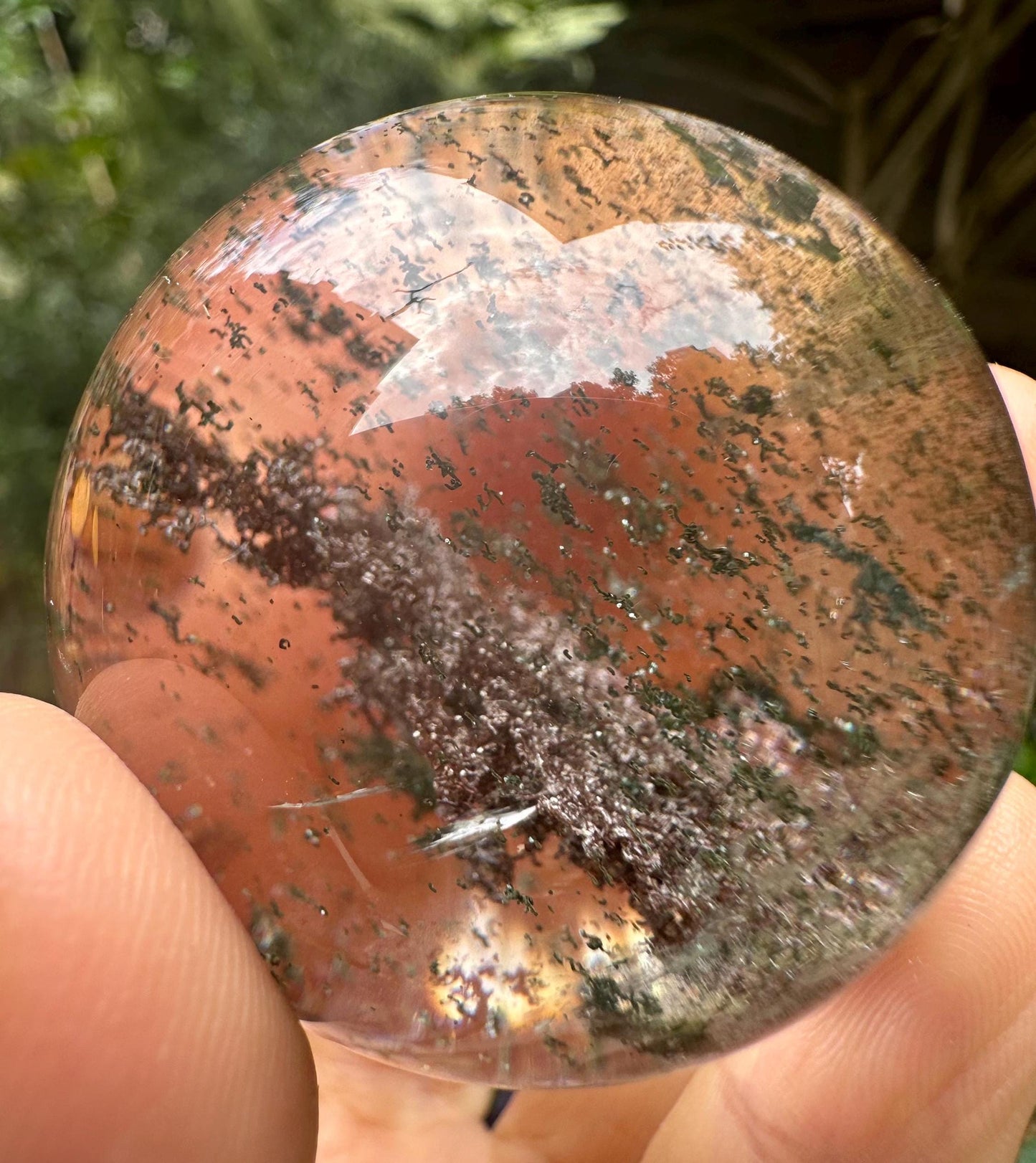 Rare Clear Purple&Green Phantom Quartz Crystal Sphere/Inclusion Quartz Ball/Chlorite Scenic Crystal/Garden Quartz Sphere/Mud Included-45 mm