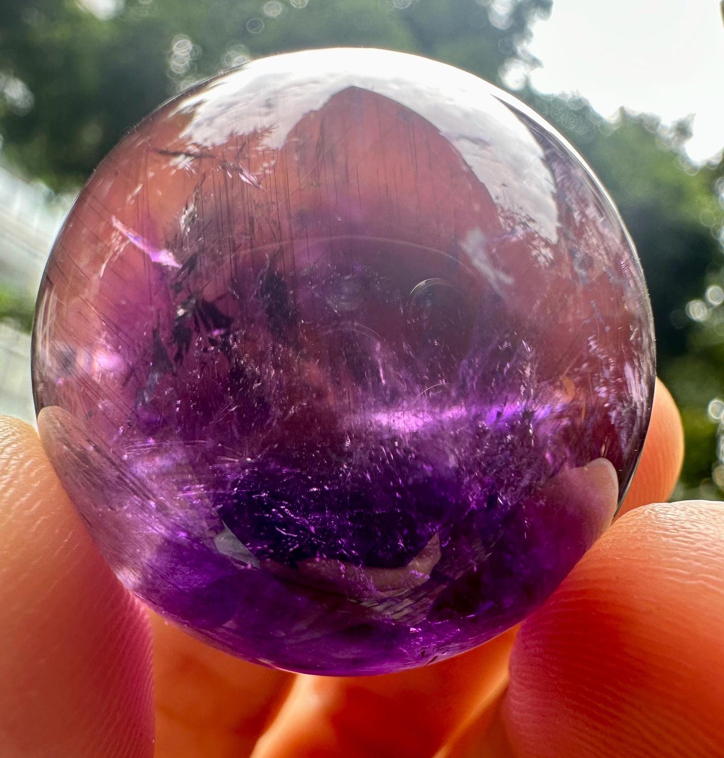 Rare Clear Super 7 Amethyst Quartz Crystal Sphere Pyramid Included/Needle Rutile Amethyst Specimen/Super energy Healing Crystal/Reiki-30 mm