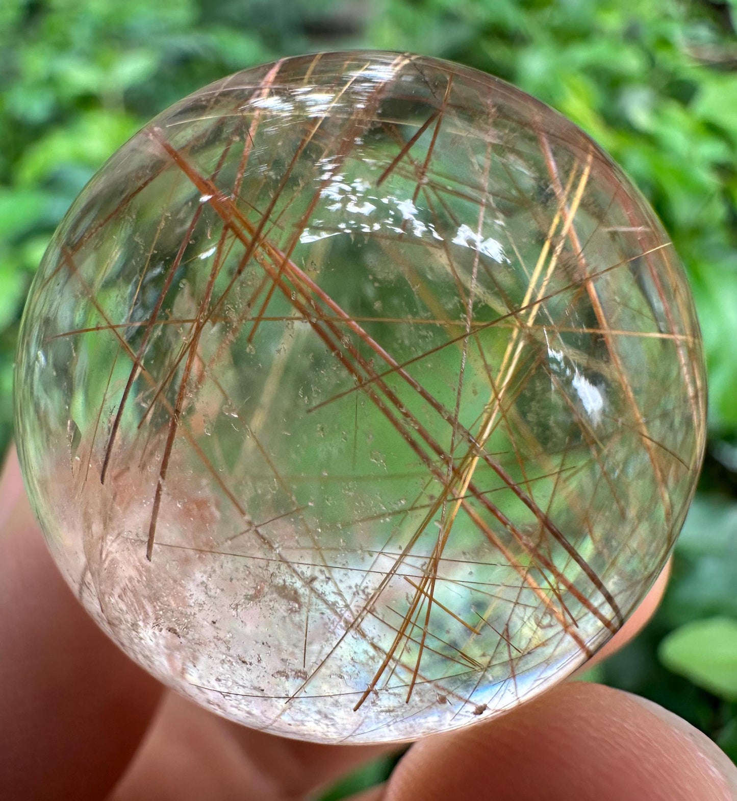 Clear Golden Rutile Quartz Crystal Sphere/Clear Golden Needle Include in Natural Clear Crystal Ball/Inclusion Quartz Crystal Orb-31 mm