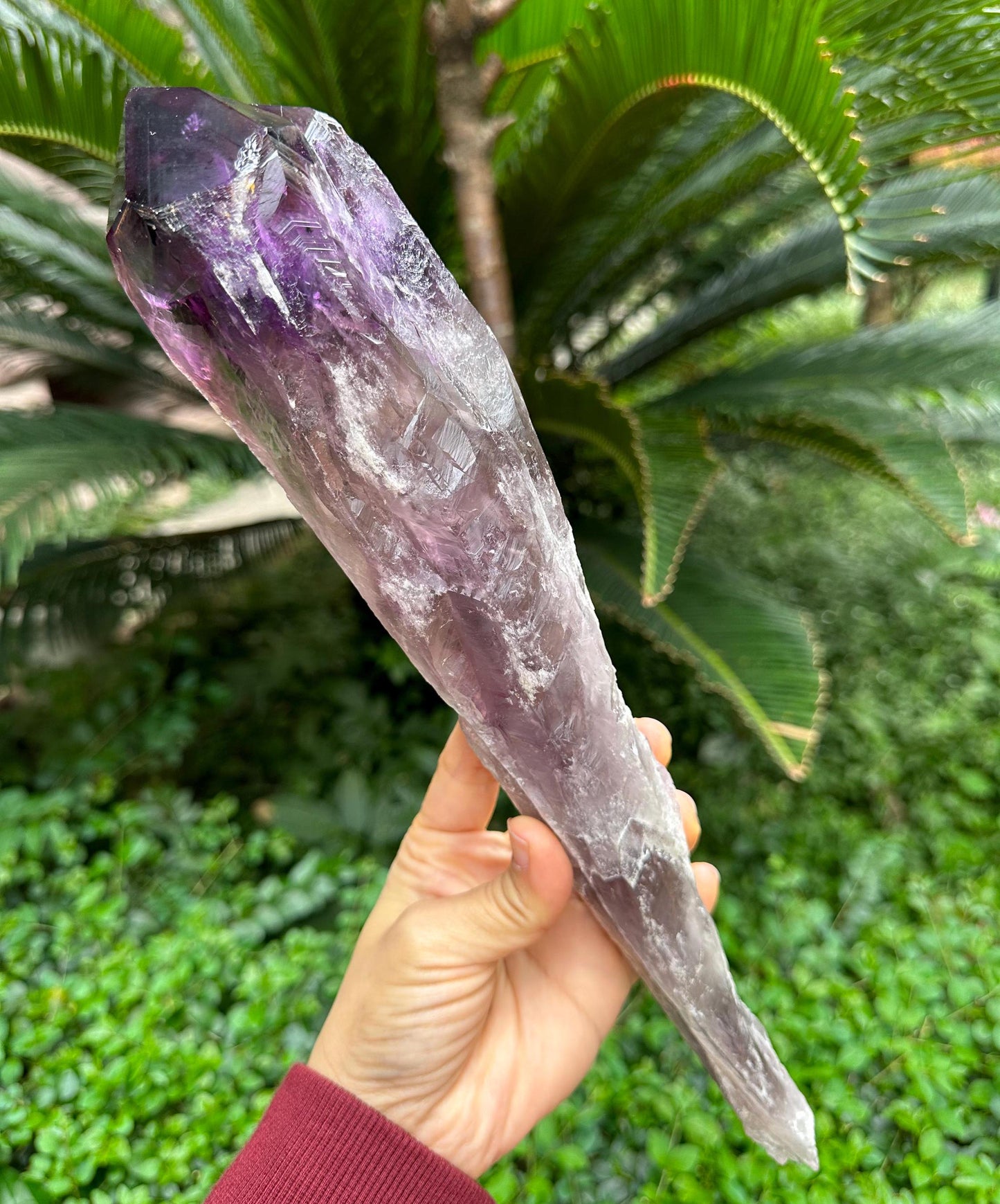 13" Extra Long Twins Clear Scepter Amethyst Quartz Crystal/Energy Quartz/Meditation/Healing Crystal/Crystal Wand-928 g