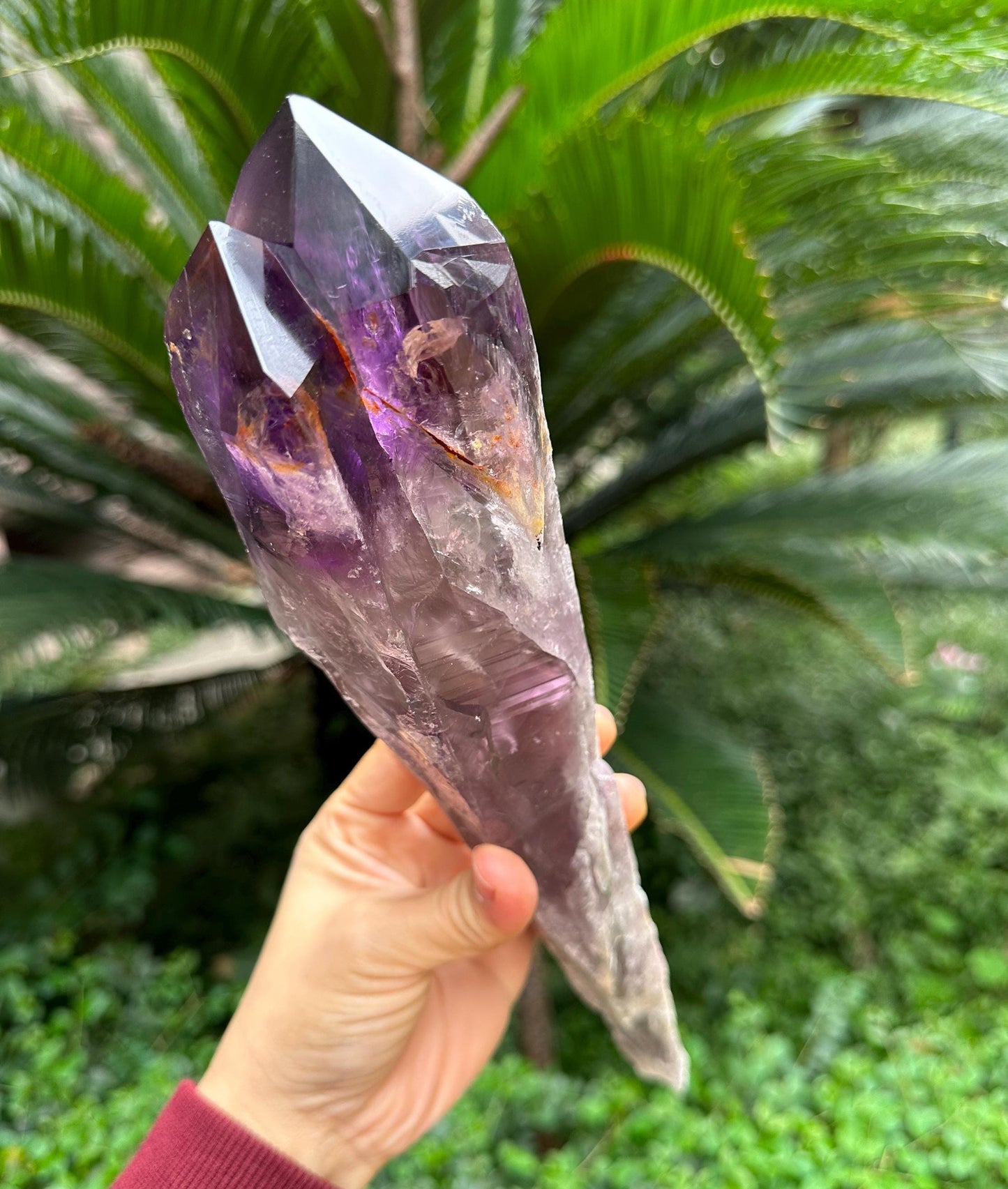 13" Extra Long Twins Clear Scepter Amethyst Quartz Crystal/Energy Quartz/Meditation/Healing Crystal/Crystal Wand-928 g