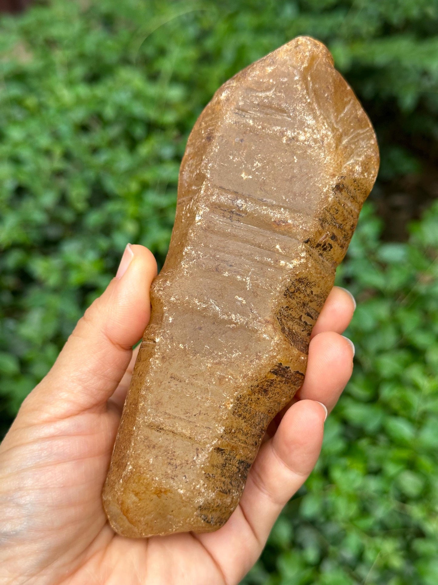 Natural Lemurian Golden Surface River Tumbled Quartz Crystal Point/Energy Crystal/Tangerine Quartz/Yellow Stone/Special gift-420 g