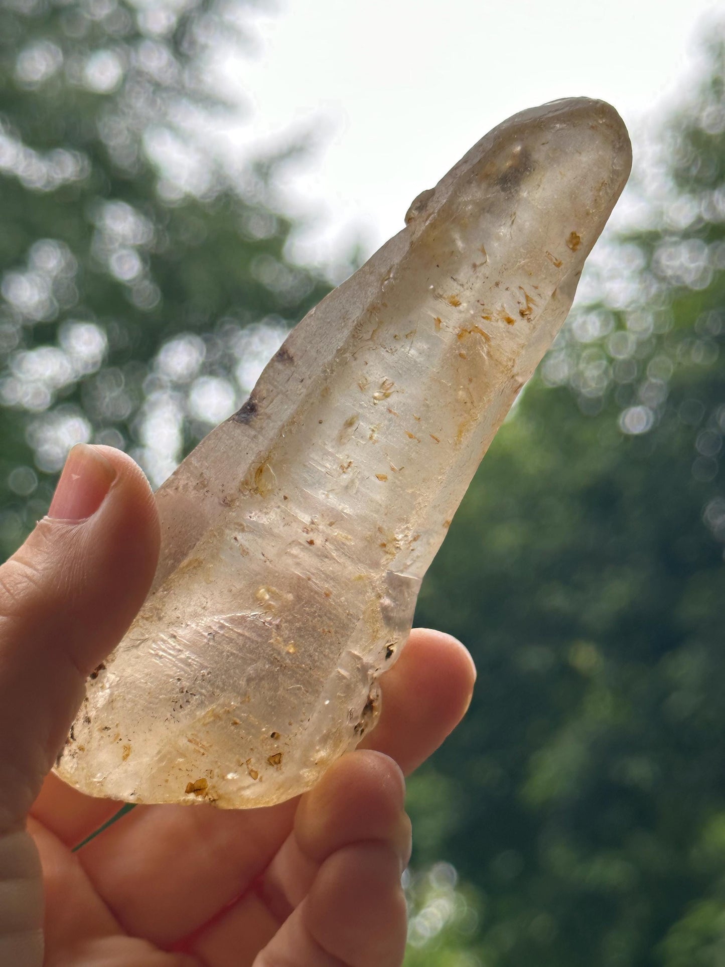 Natural Golden Surface River Tumbled Quartz Laser Crystal Point/Energy Crystal/Tangerine Quartz/Yellow Stone/Special gift-189 g