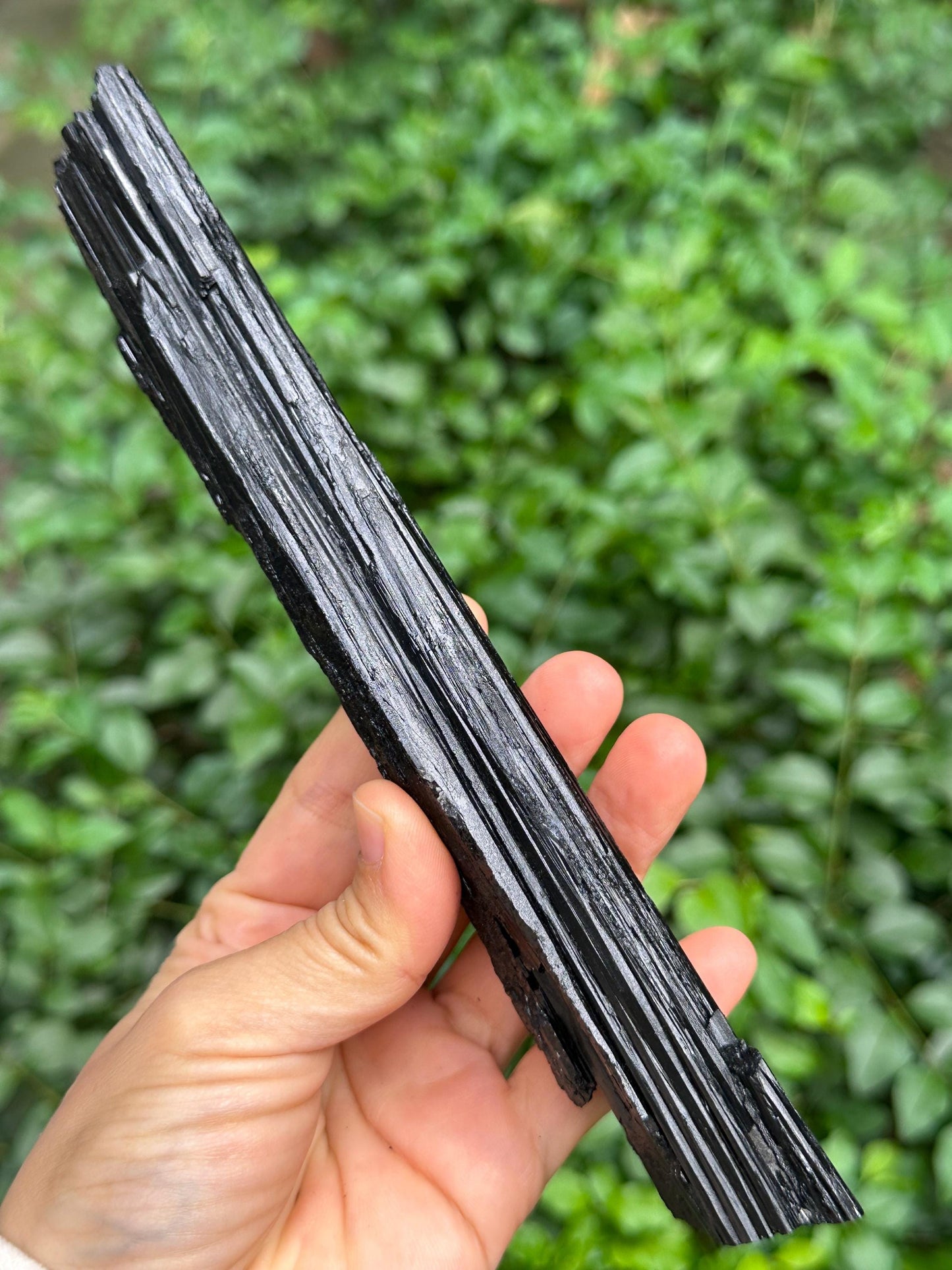 7.9" LONG Raw Black Tourmaline Crystal/Shining Tourmaline Specimen/Rough Tourmaline Specimen/Collection/Meditation/Healing-305 g